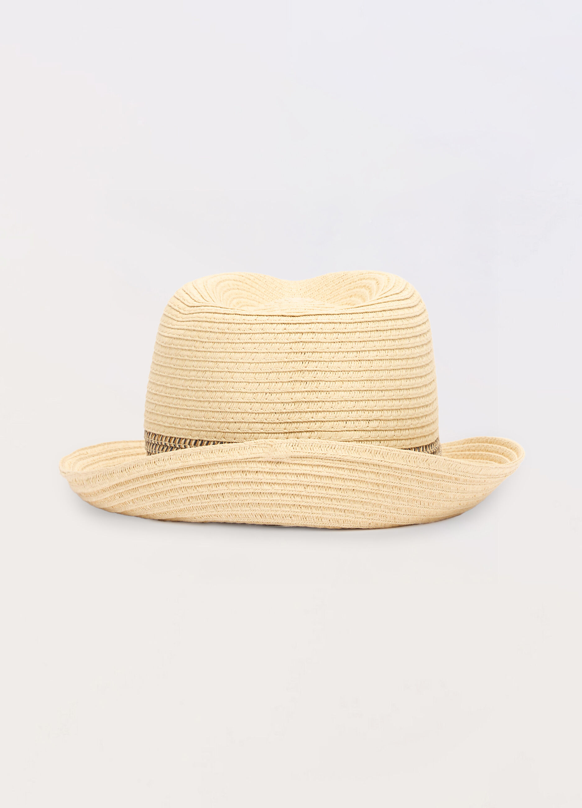 Cappello in paglia con fascia a contrasto uomo