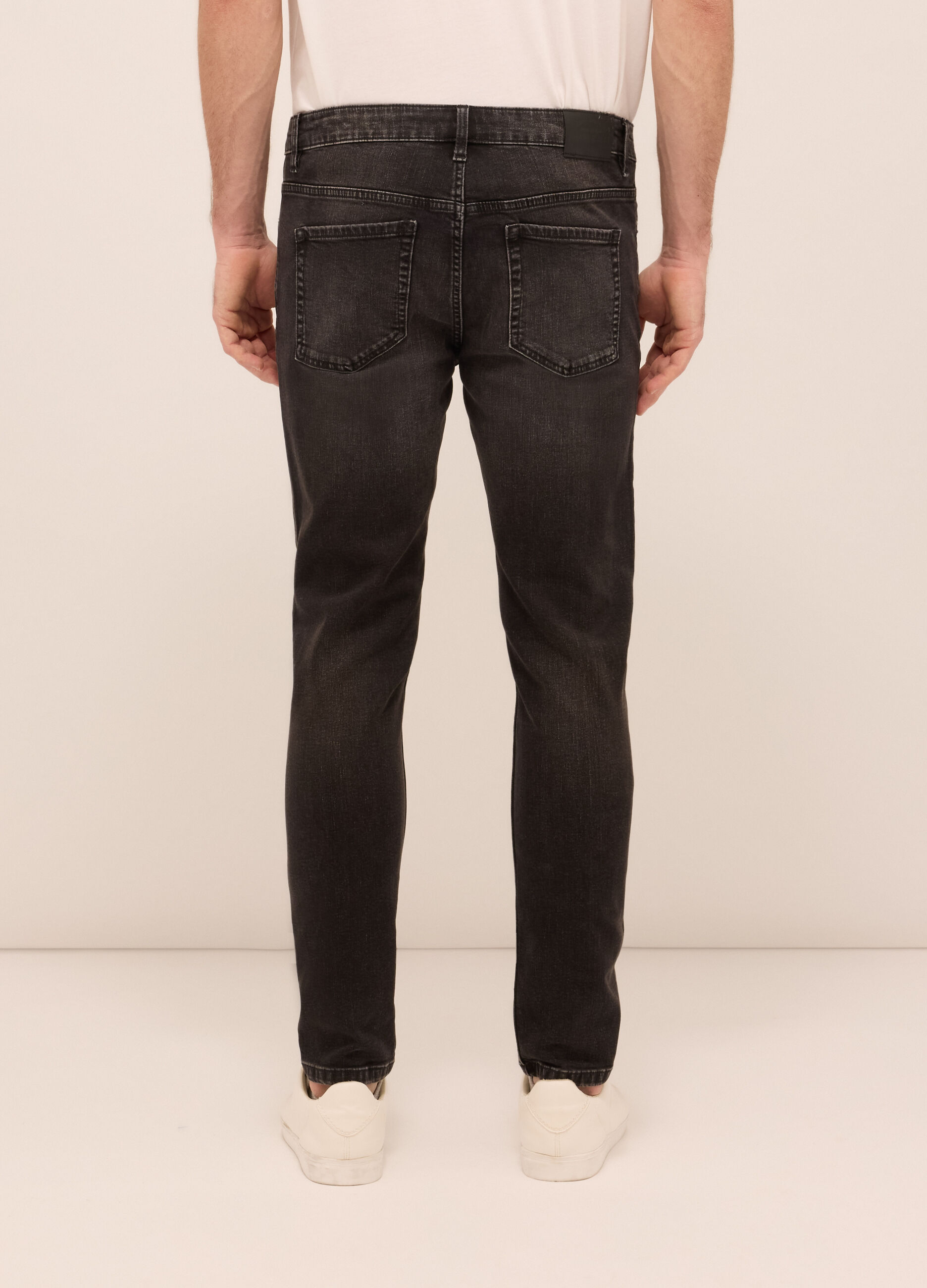 Jeans 5 tasche slim fit in denim di cotone stretch_1