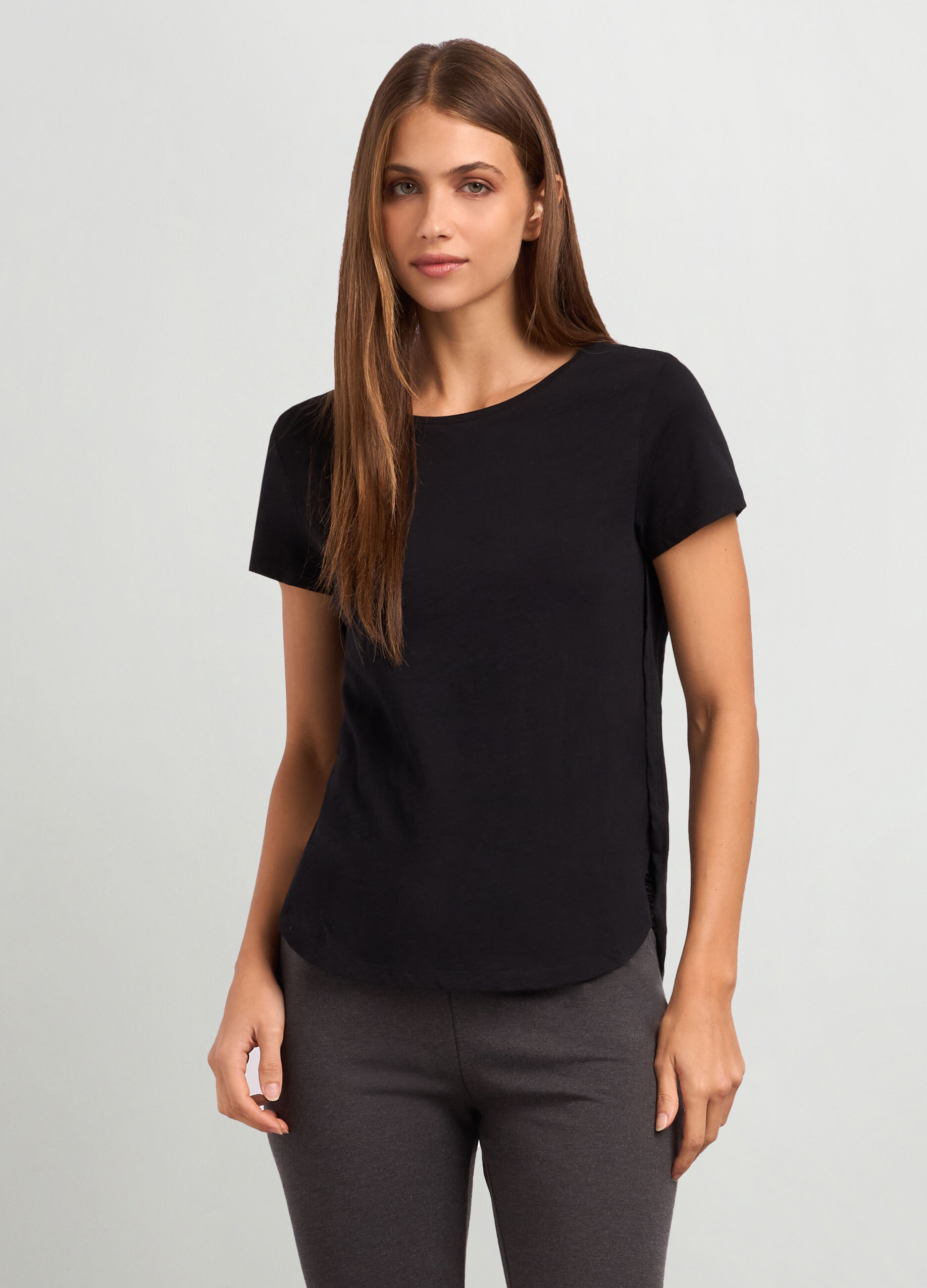 T-shirt in puro cotone slub maniche corte donna_0