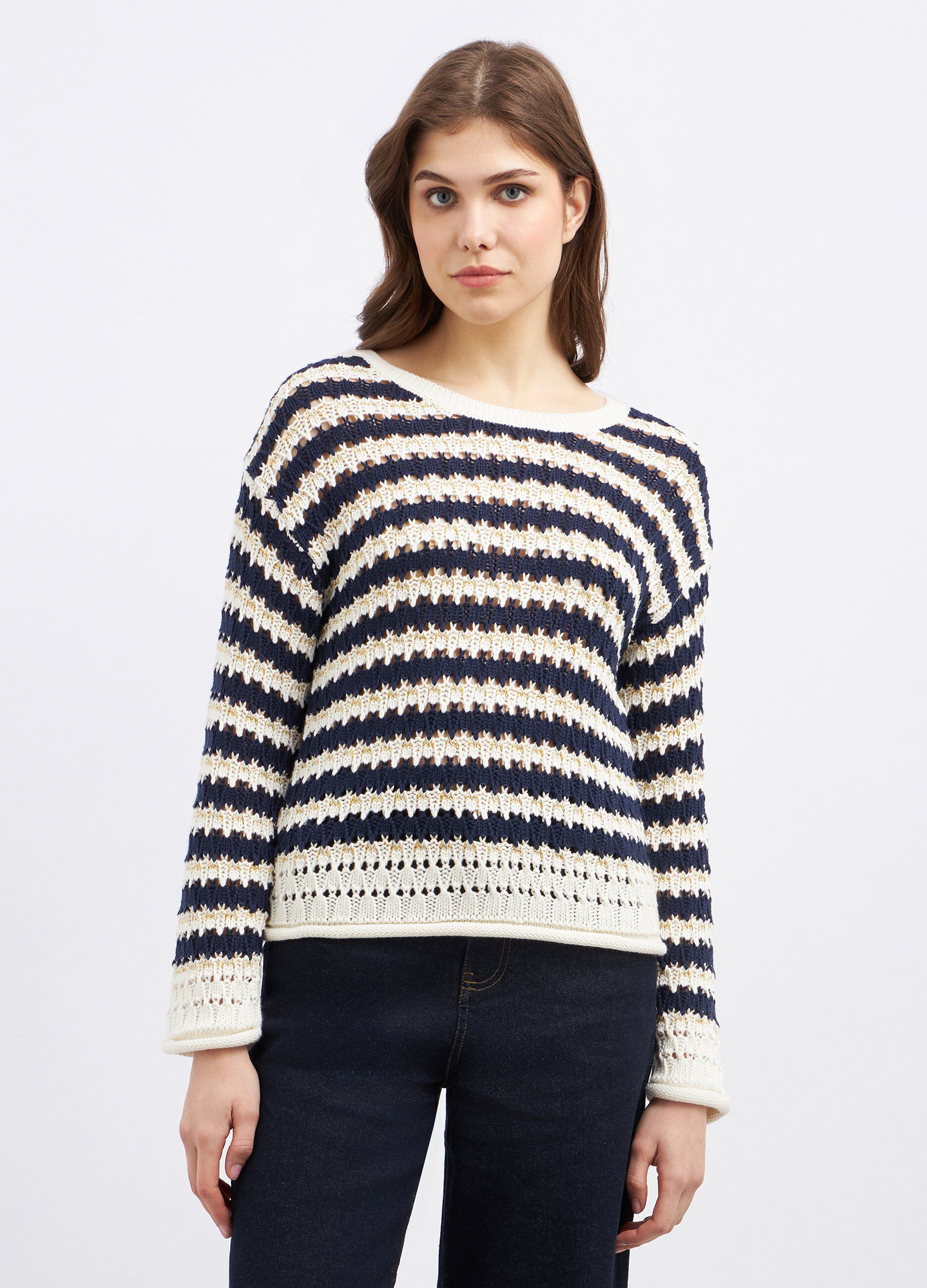 Tricot rigato in cotone donna_0