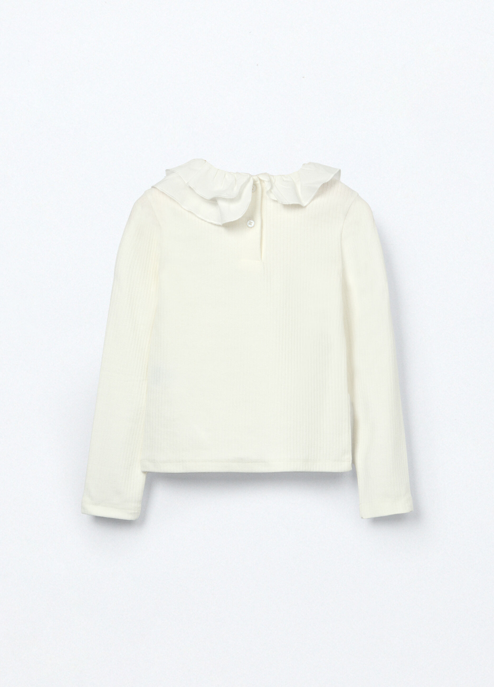 T-shirt in costina di cotone stretch bambina_1