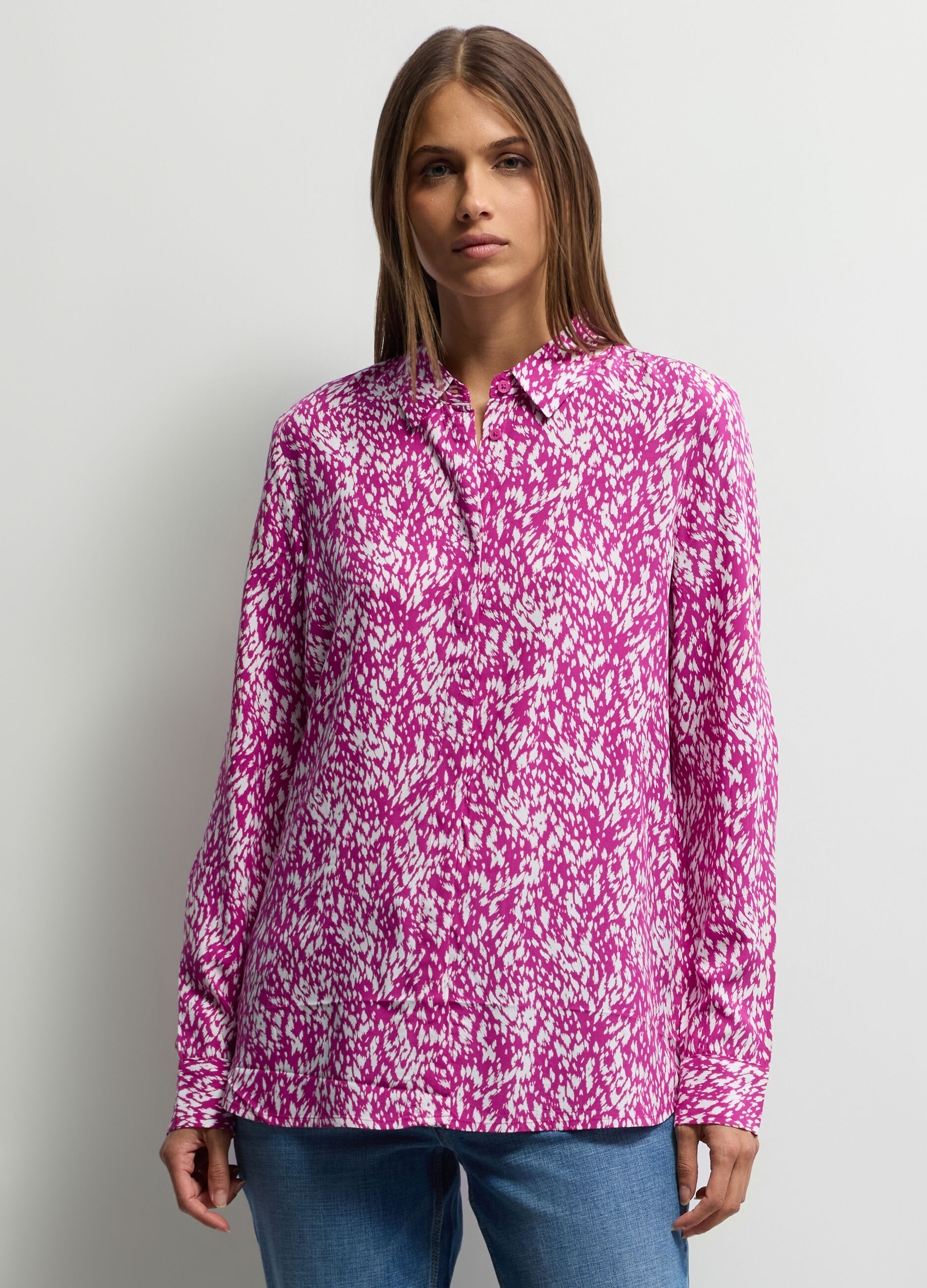 Camicia Fit Regular con colletto alla francese in pura viscosa donna_0
