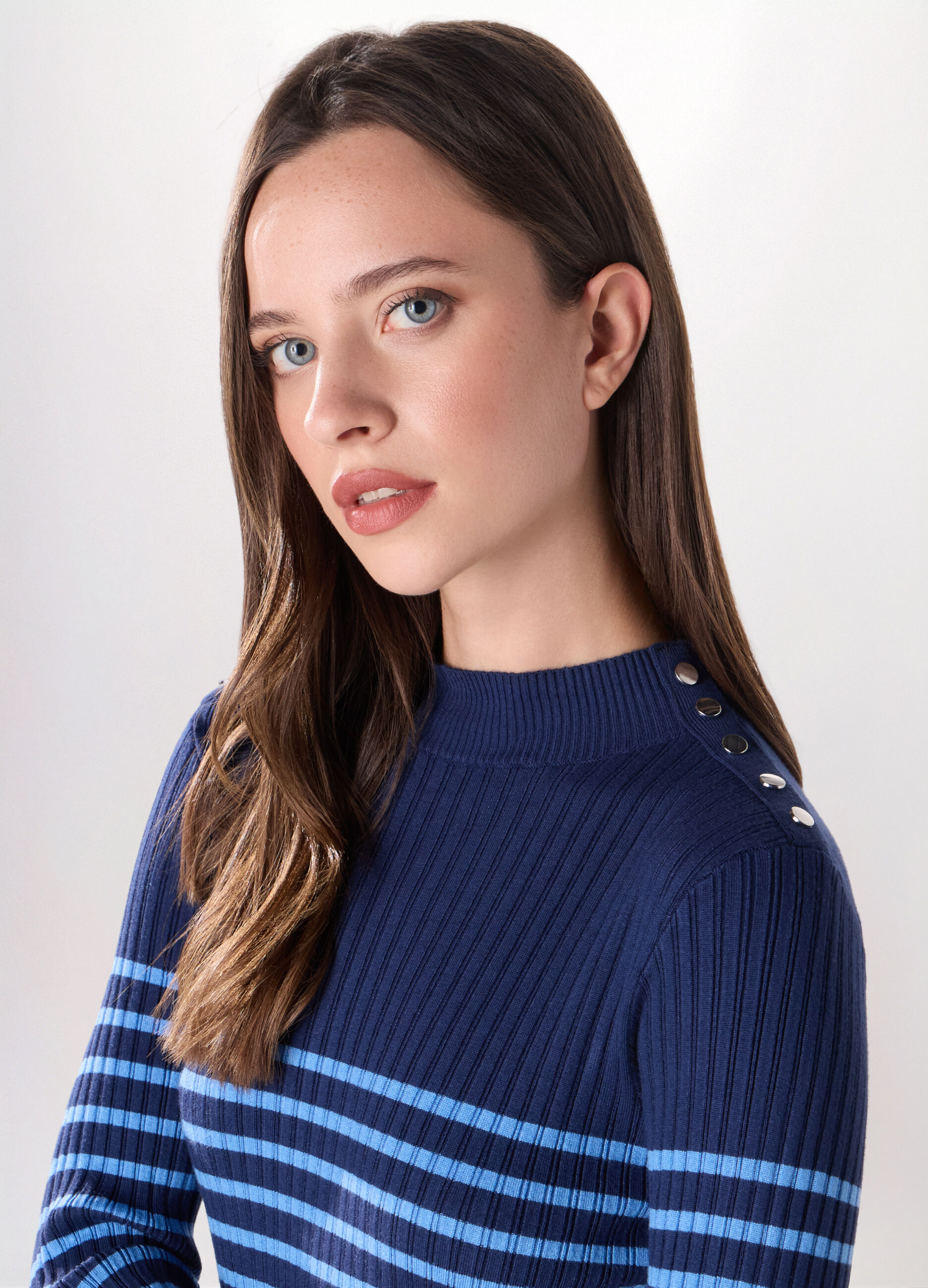 T-shirt in costina misto viscosa donna_2