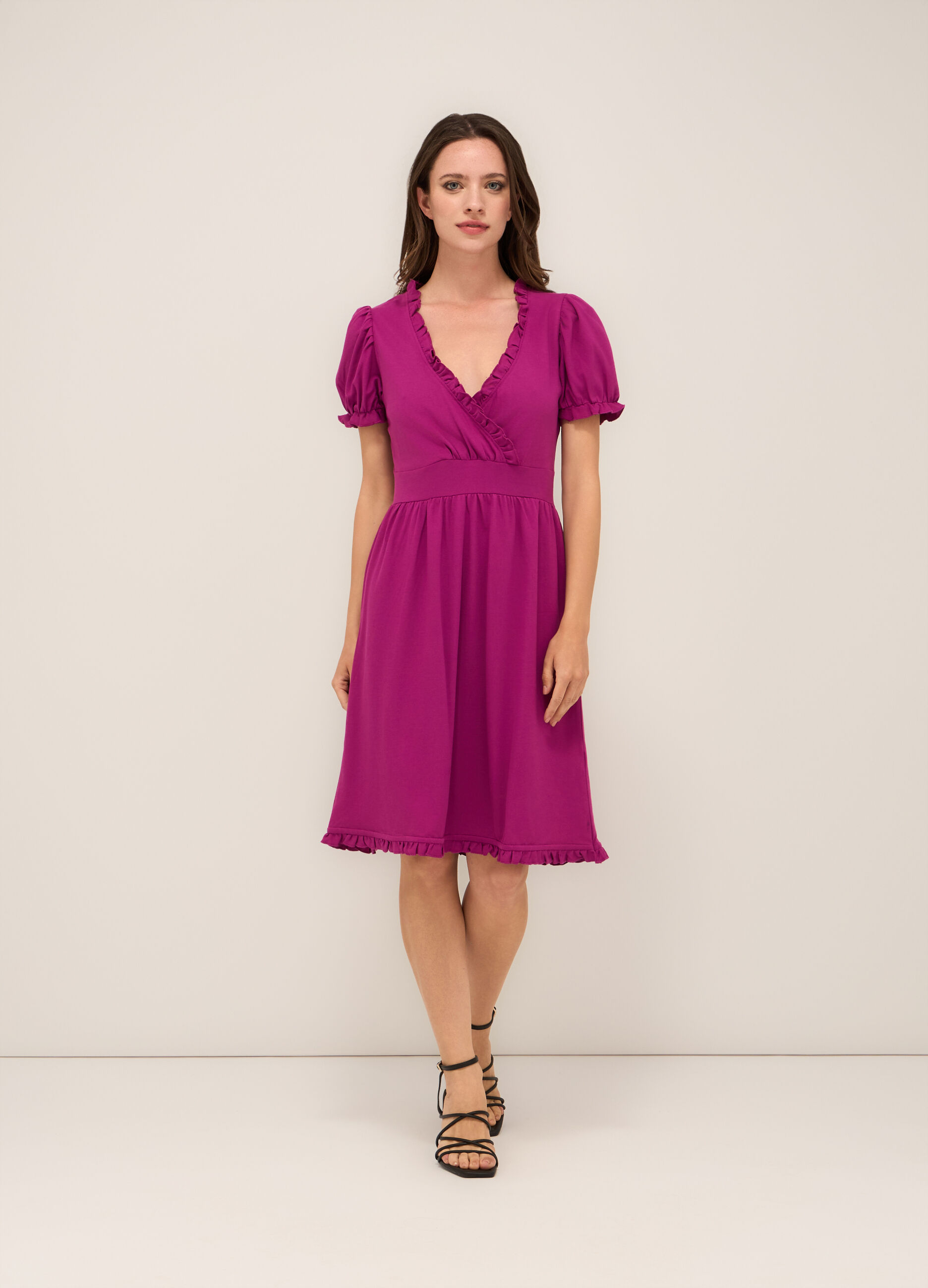 Abito corto in cotone stretch piqué donna