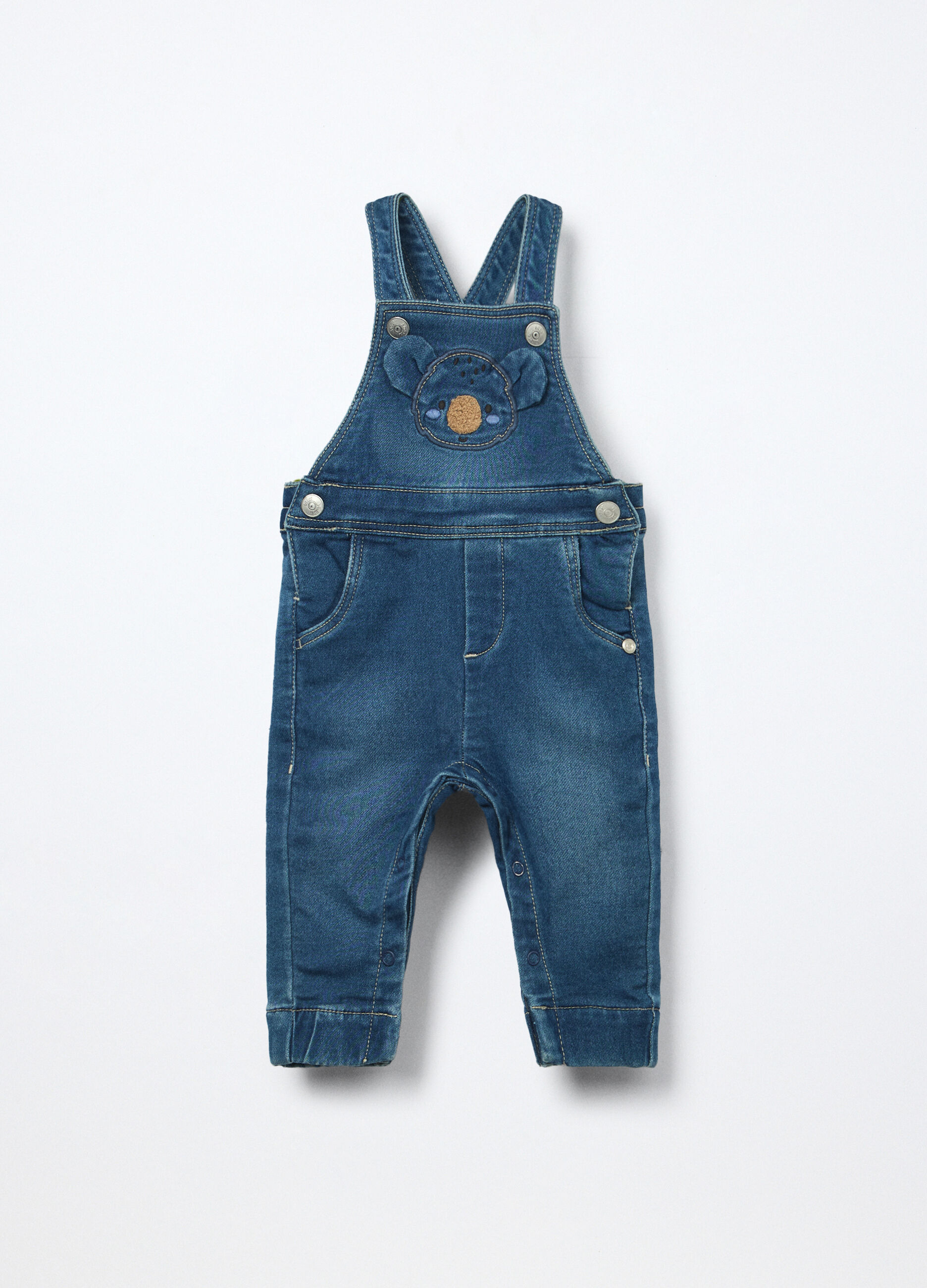 Salopette in french terry denim misto cotone neonato_0