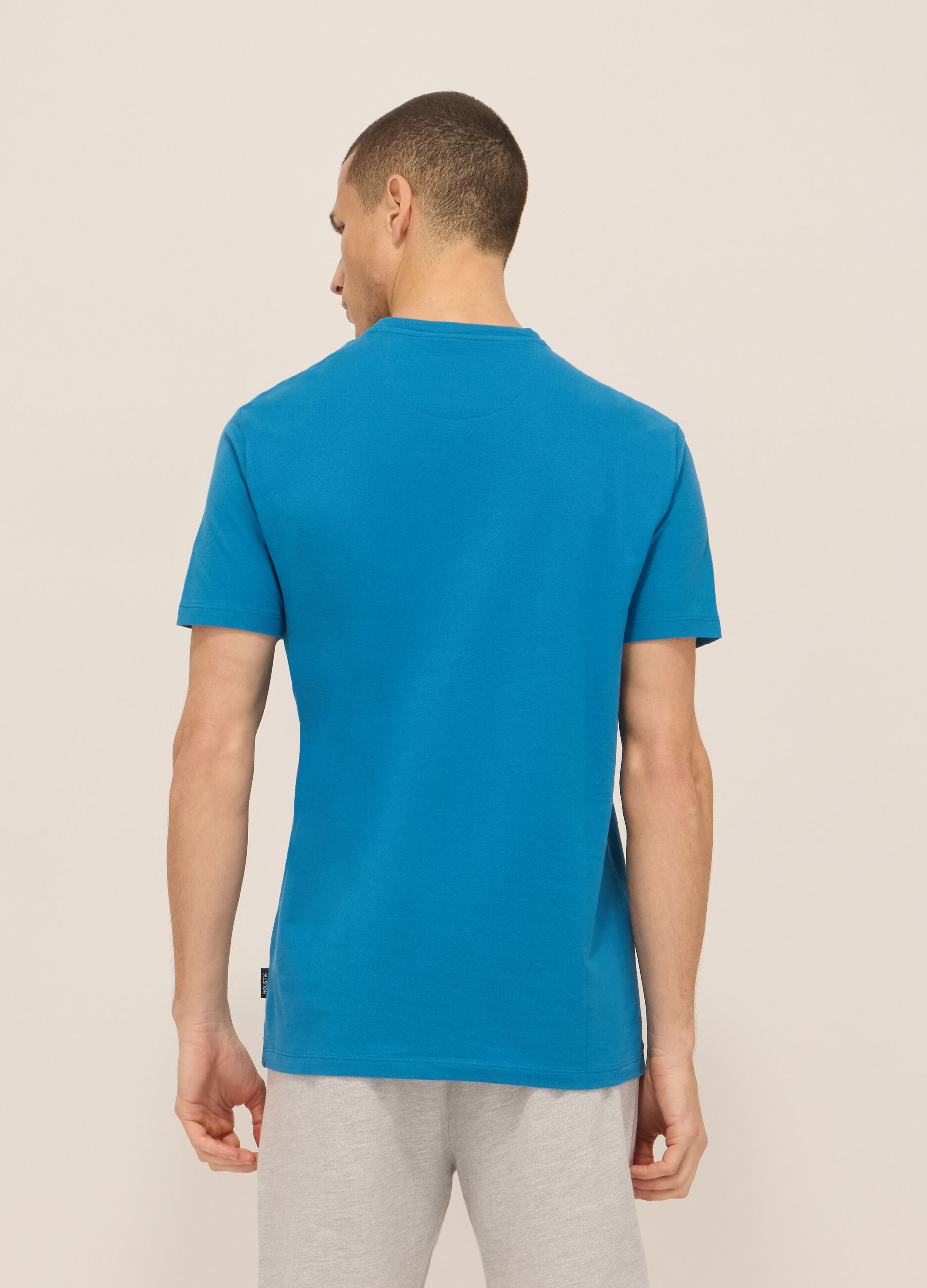 T-shirt girocollo in piquet di cotone uomo_1