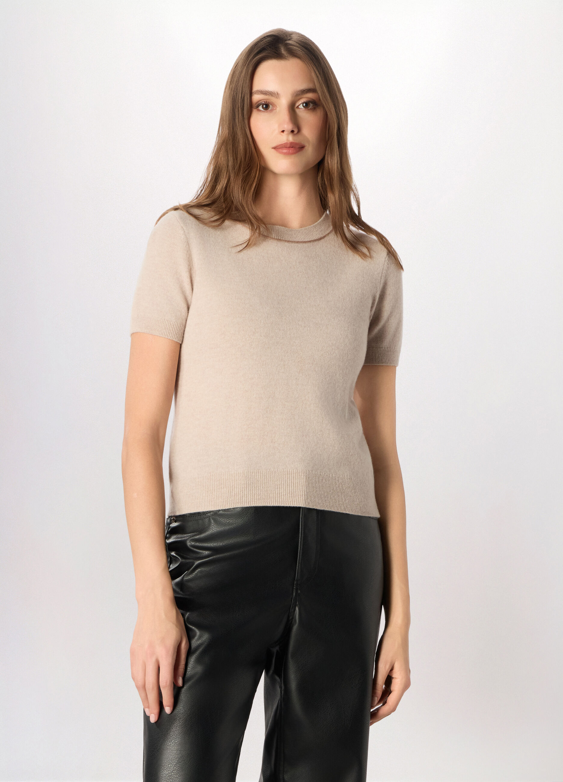 Tricot a maniche corte in pura lana donna_0