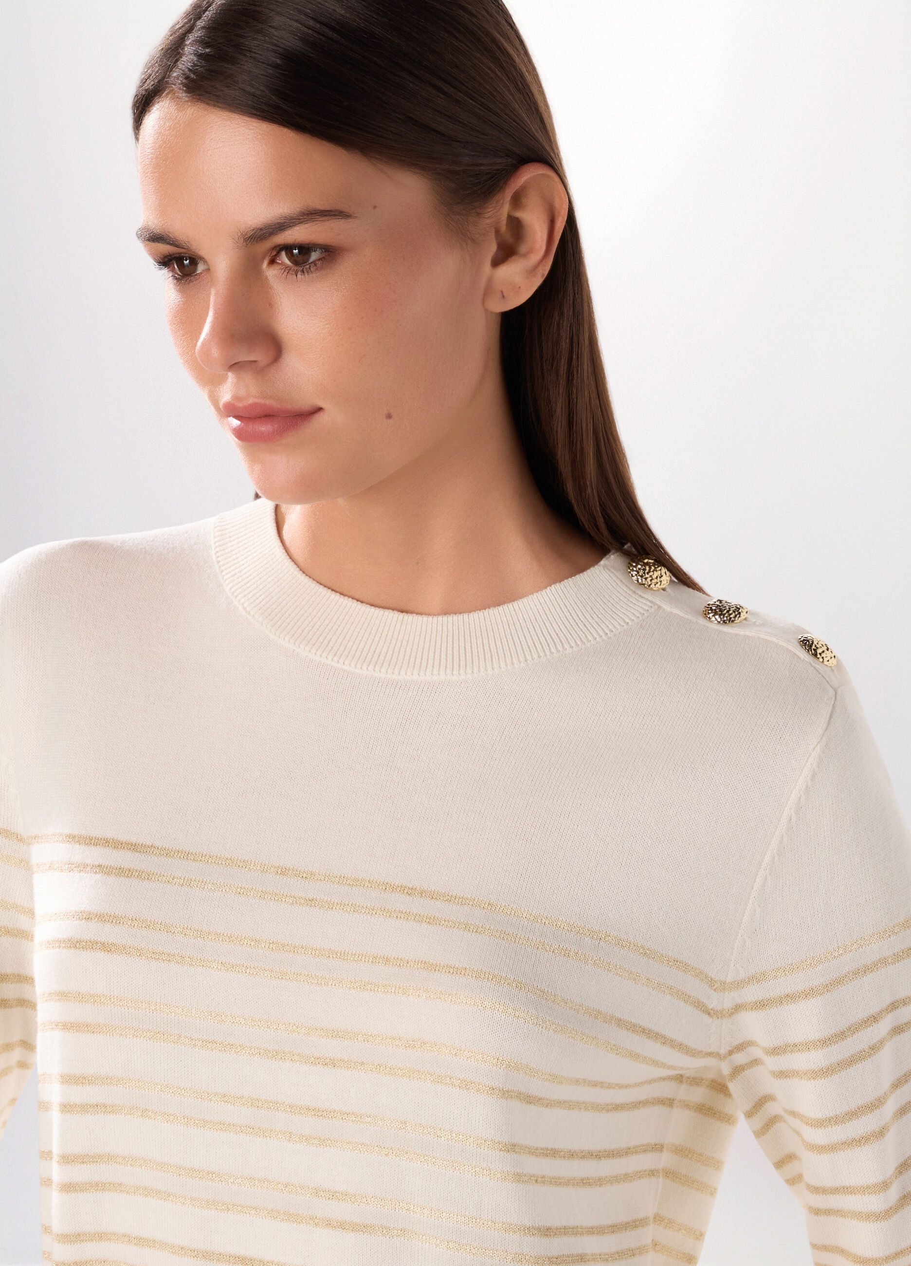 Pullover a righe misto cotone donna_2
