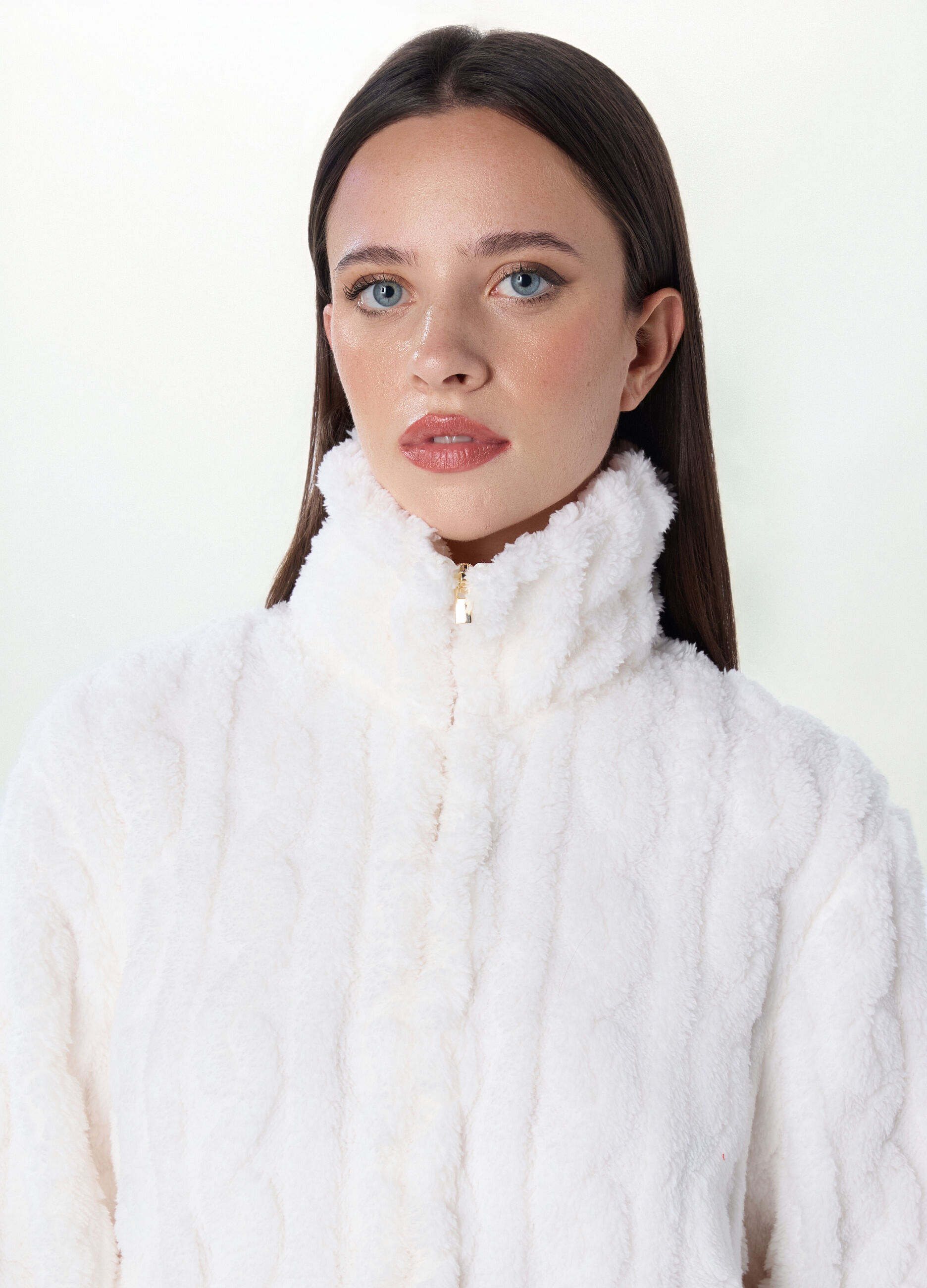Top pigiama in fake fur a collo alto donna_2