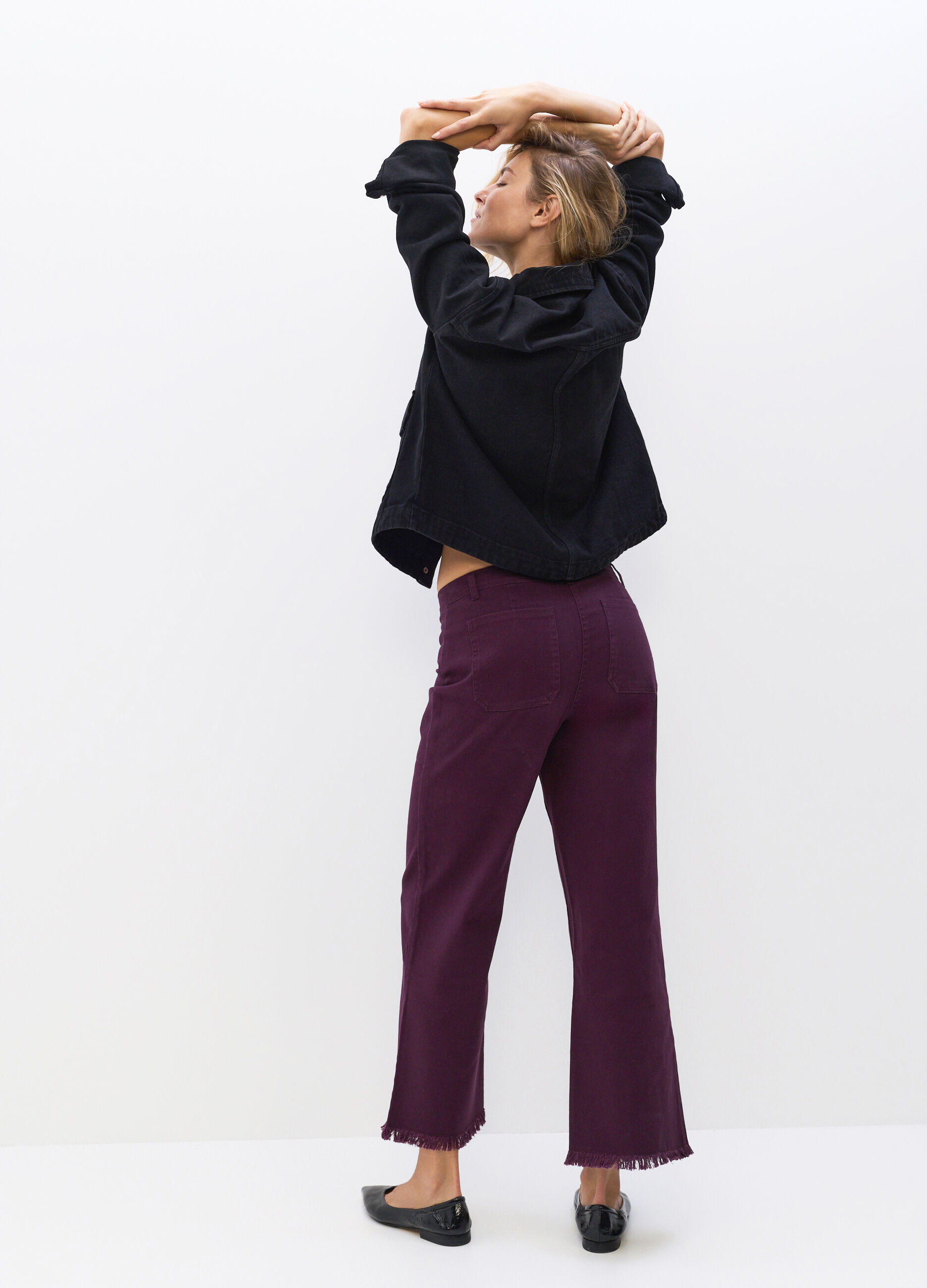 Pantaloni Relaxed Fit in denim di cotone stretch donna_1