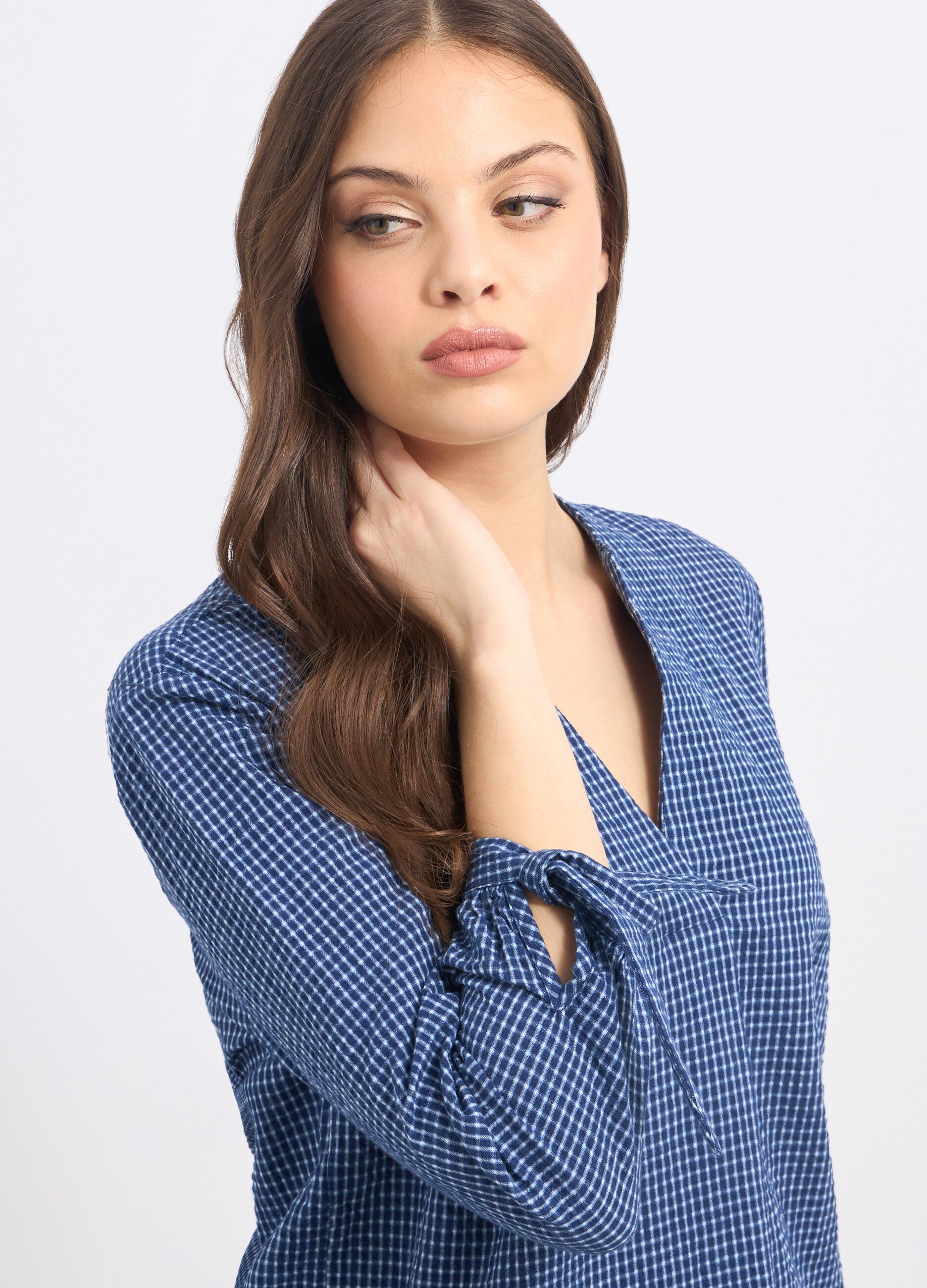 Blusa in puro cotone seersucker donna_2