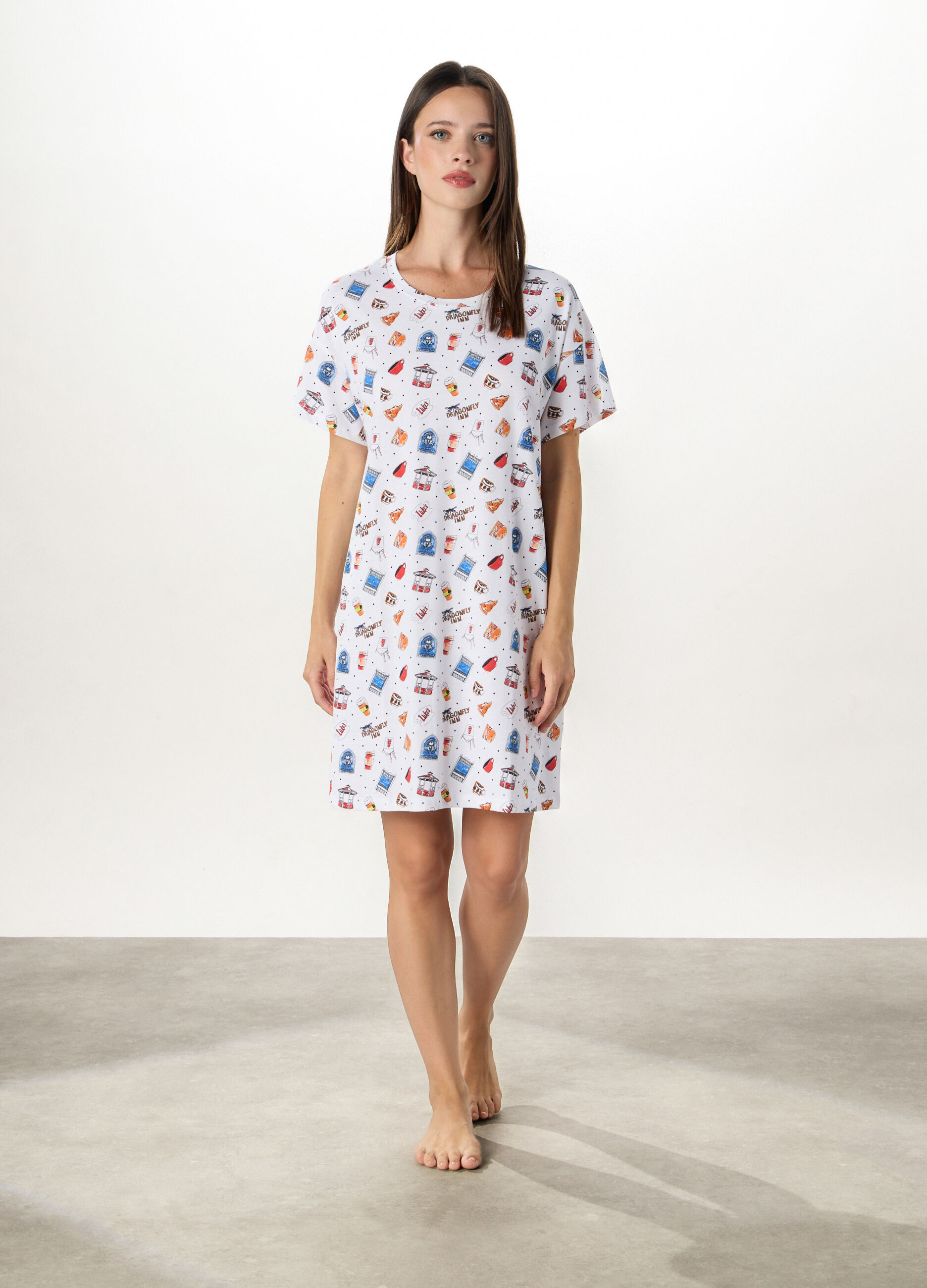 Camicia da notte maxi t-shirt in puro cotone donna_0