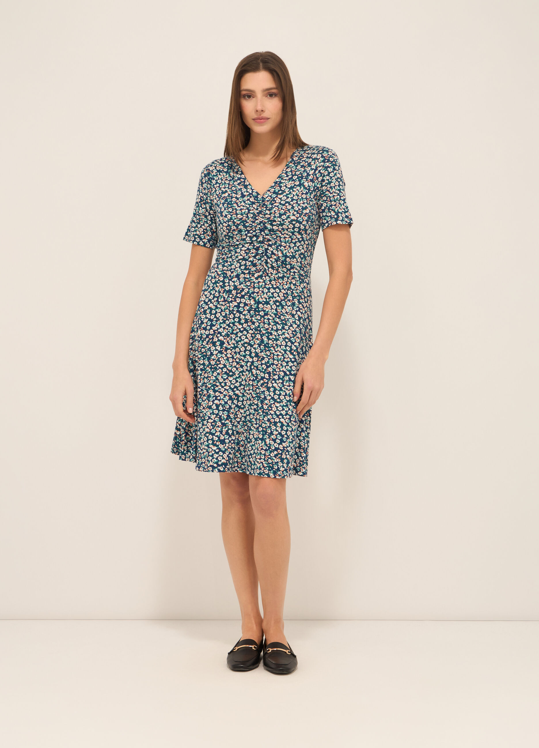 Abito corto in jersey di viscosa stretch donna_0