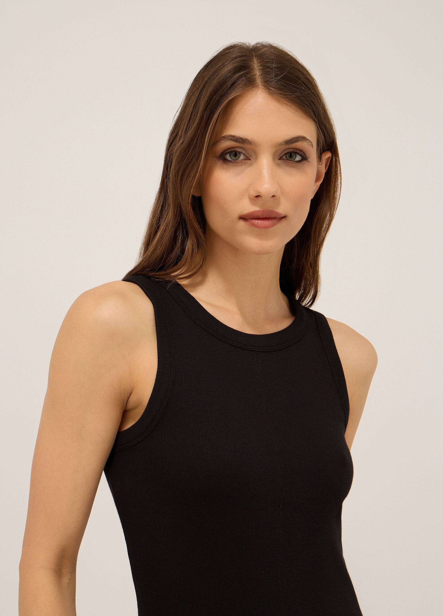 Canotta in costina di cotone stretch donna_2
