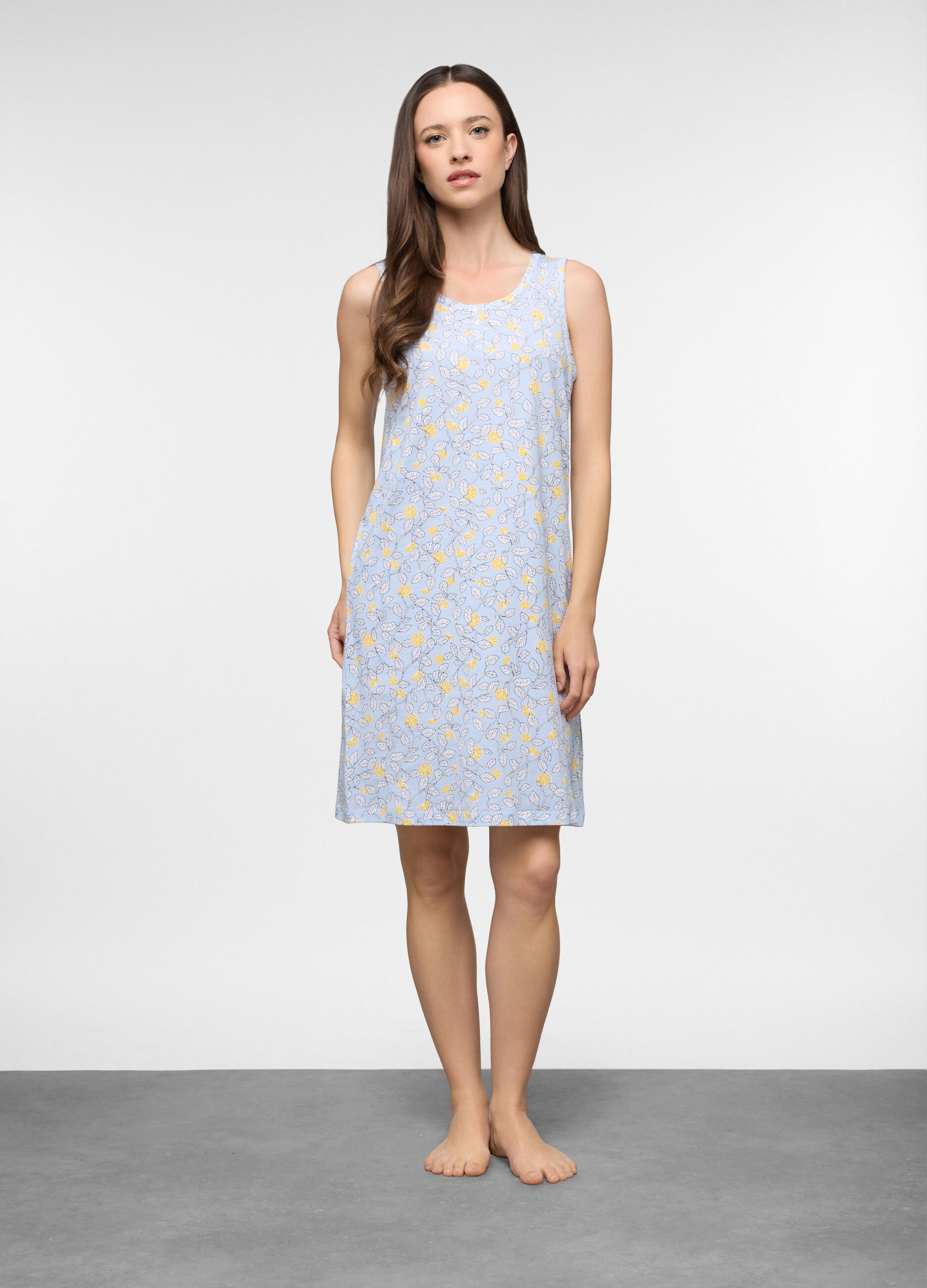 Camicia da notte corta in jersey di puro cotone donna_0