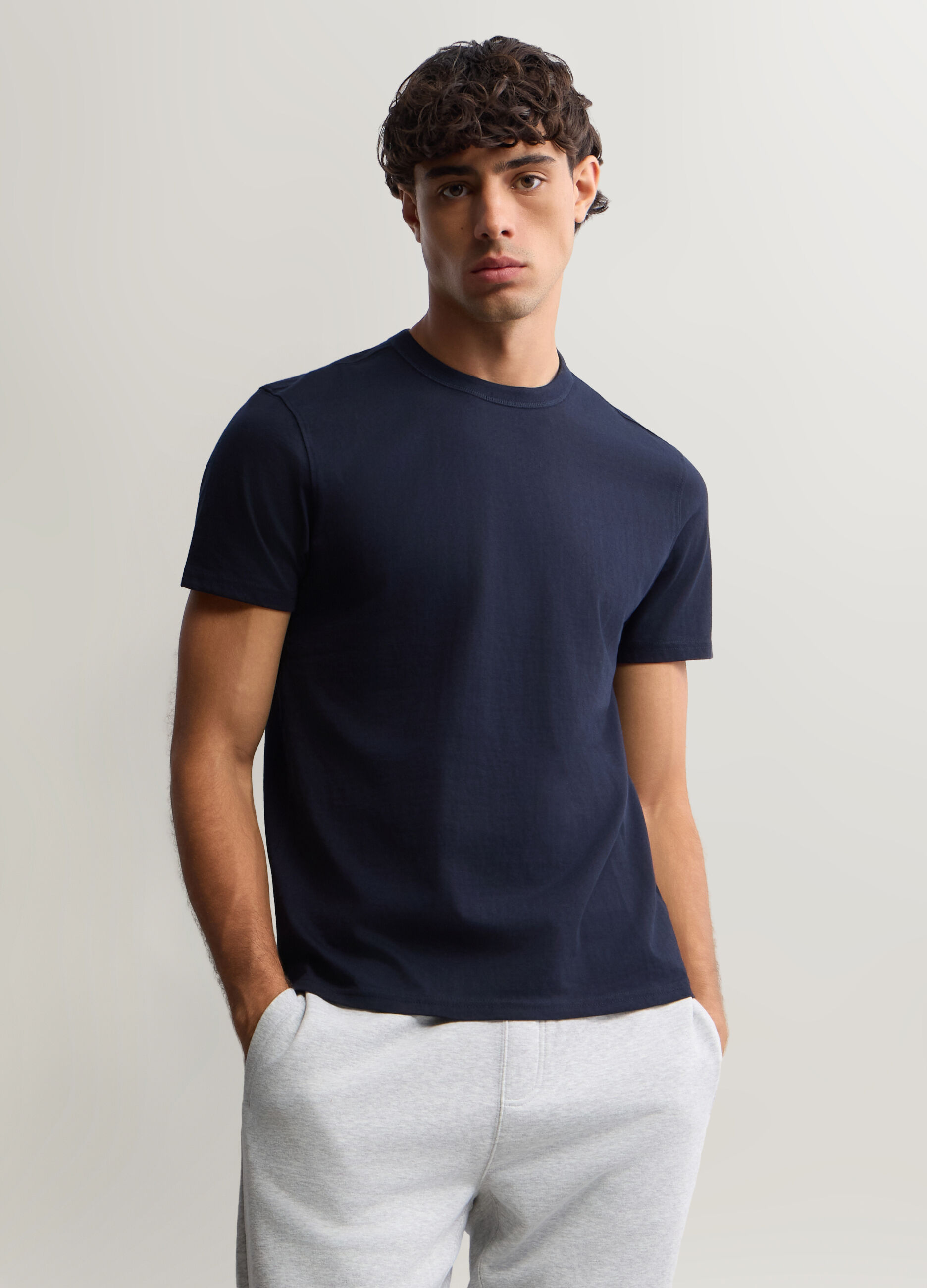 T-shirt girocollo in interlock di cotone uomo_0