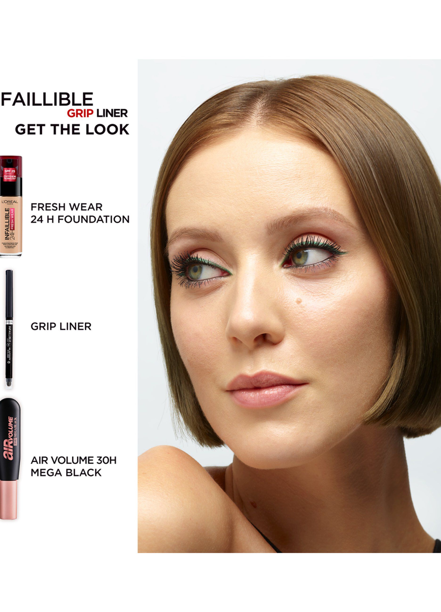 L'Oréal Paris Matita Automatica in Gel Infaillible 36H Grip Liner, Tratto Sfumabile a Lunga Tenuta, Waterproof, Formula in Gel, Tonalità: 01 Intense Black.