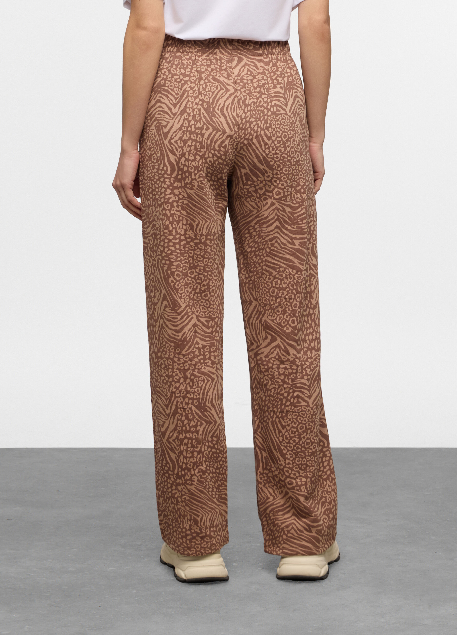 Pantaloni Wide Leg in french terry di puro cotone donna_1