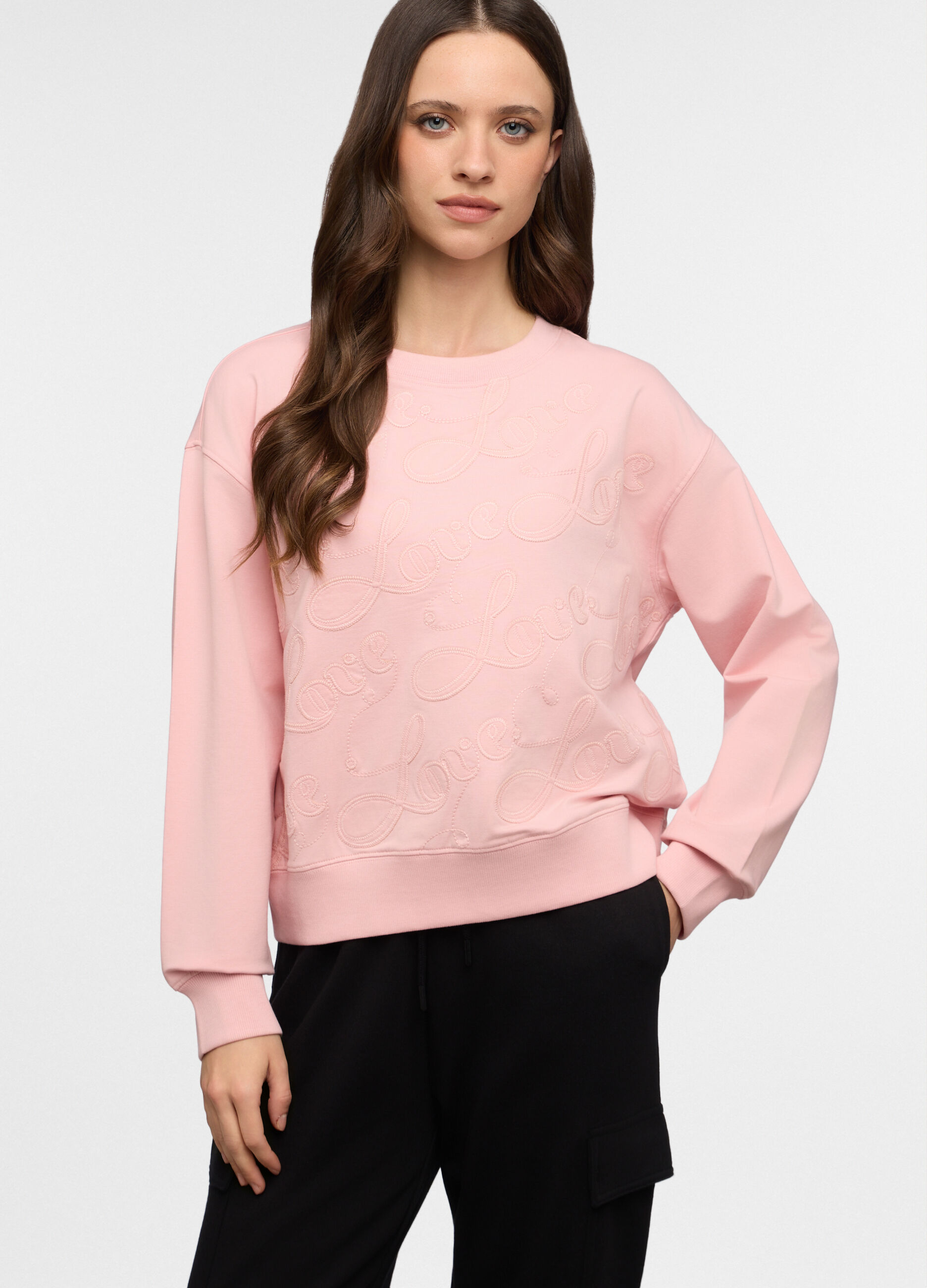 Felpa girocollo in french terry stretch donna_0