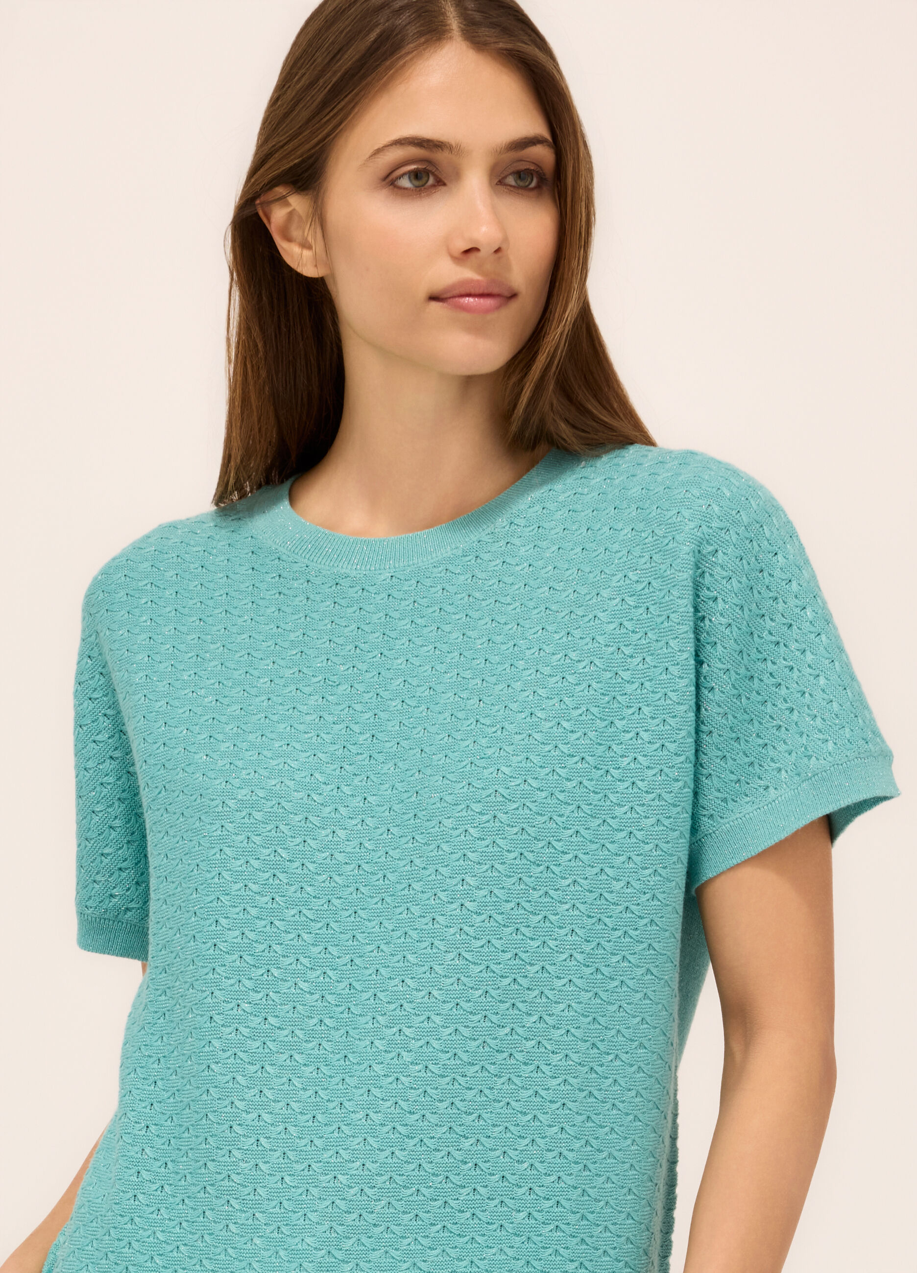 Maglia tricot a maniche corte donna_2