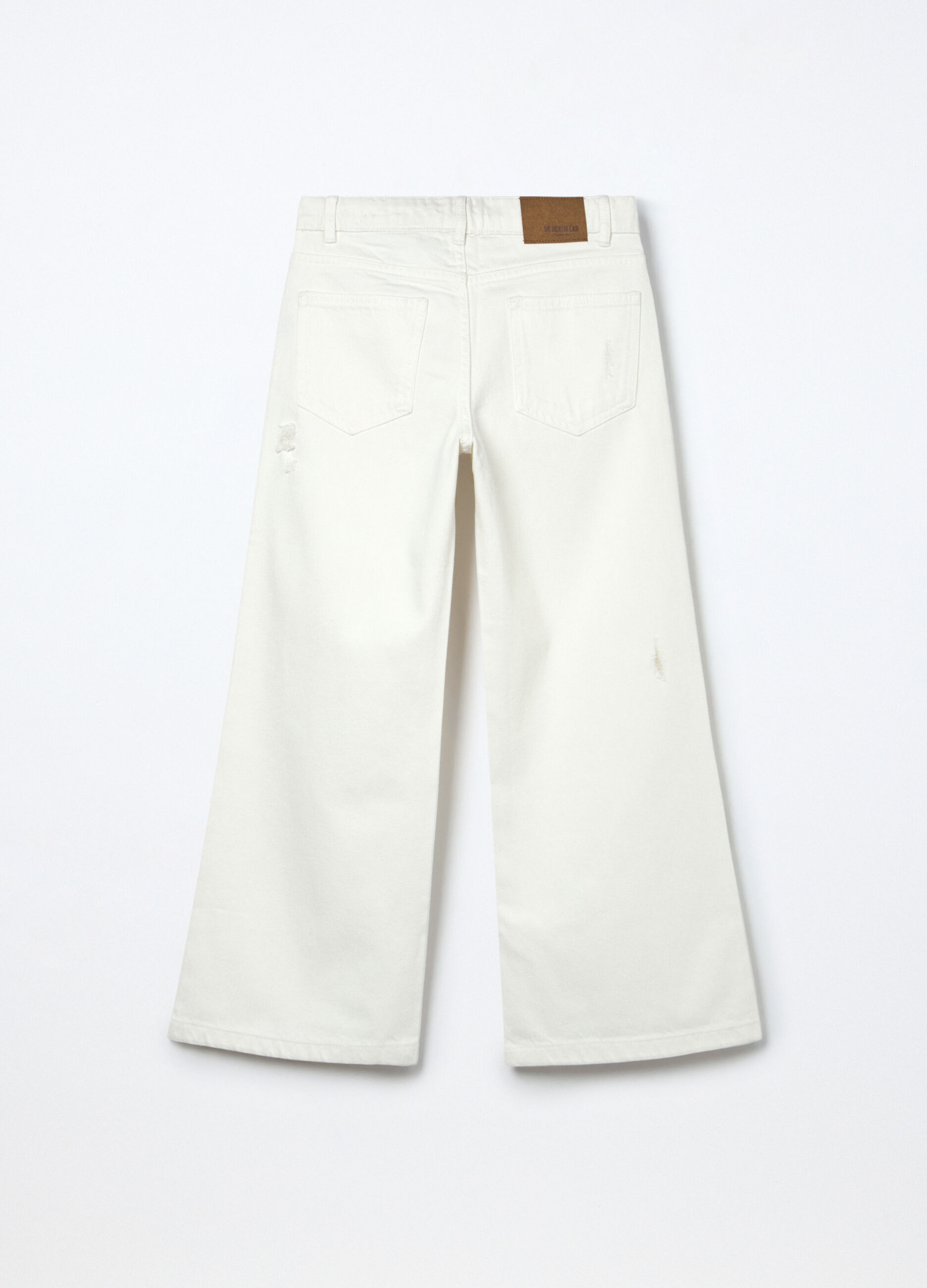 Pantaloni wide leg ripped in denim ragazza_1