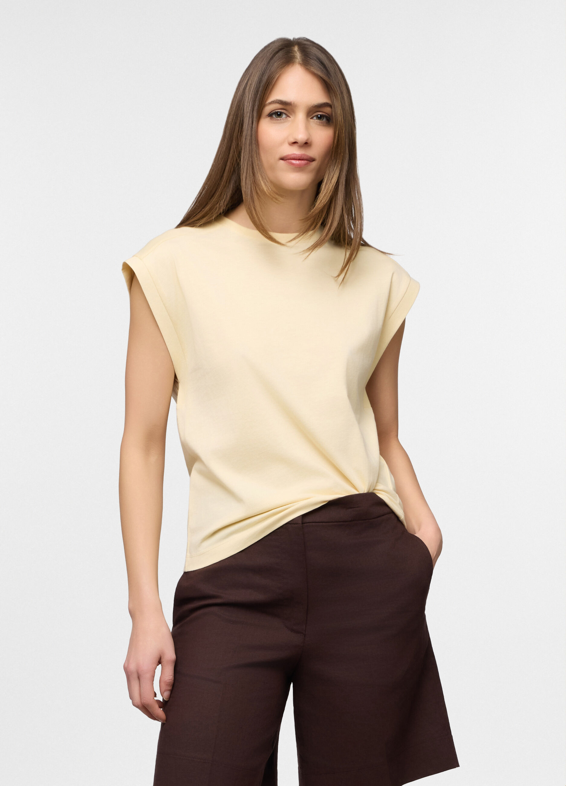 T-shirt in jersey di puro cotone donna_0