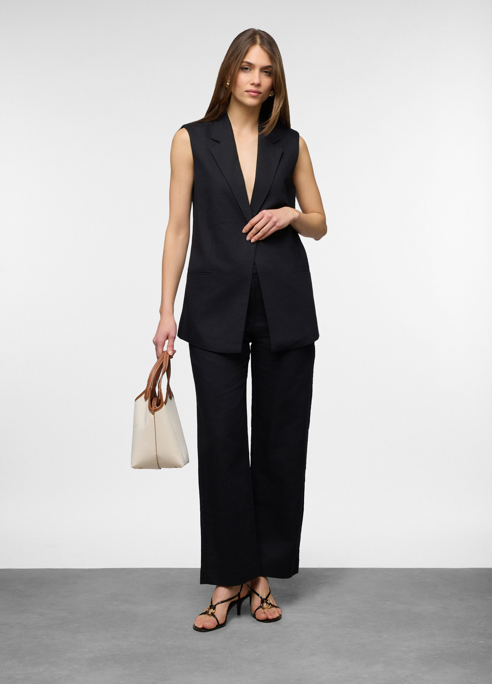 Gilet misto lino donna_0