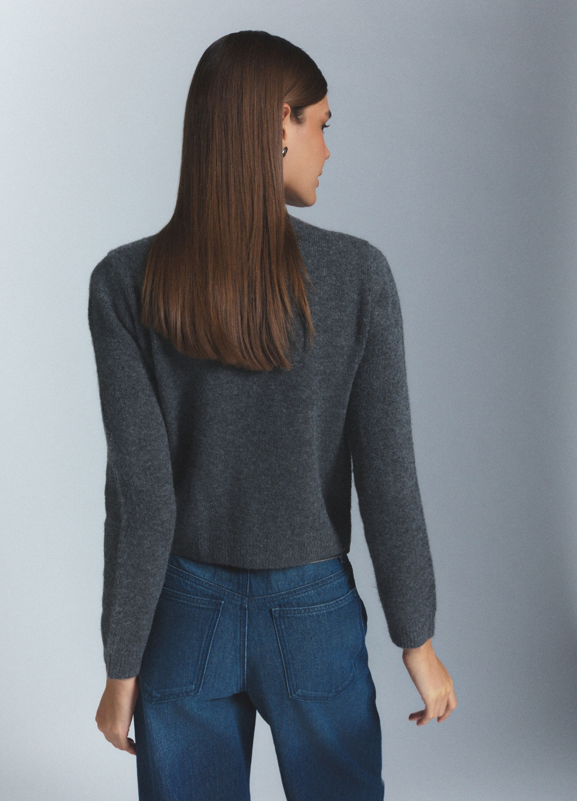 Cardigan girocollo misto lana di alpaca donna_2