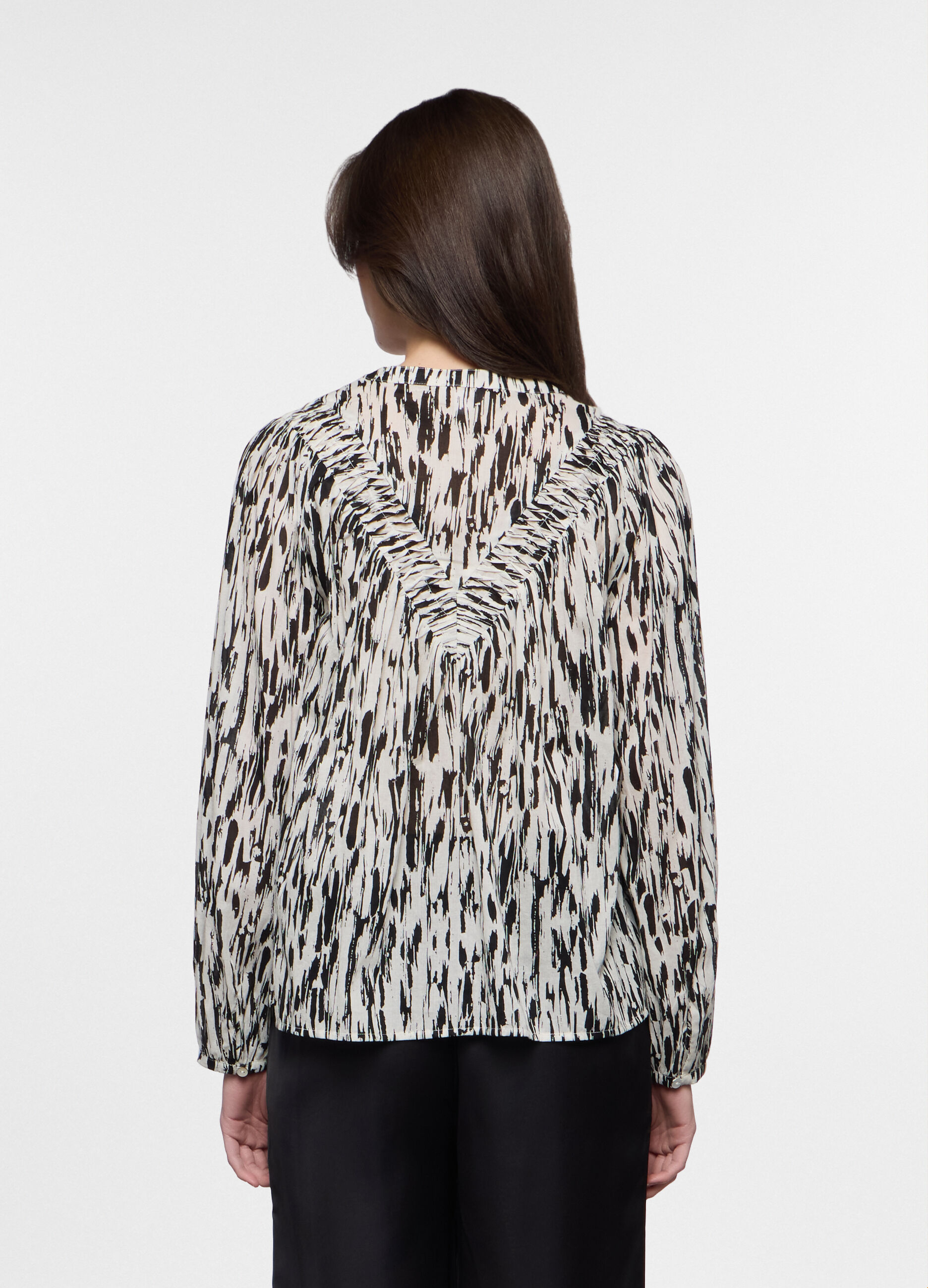 Camicia regular fit con scollo rotondo in puro cotone voile donna_1