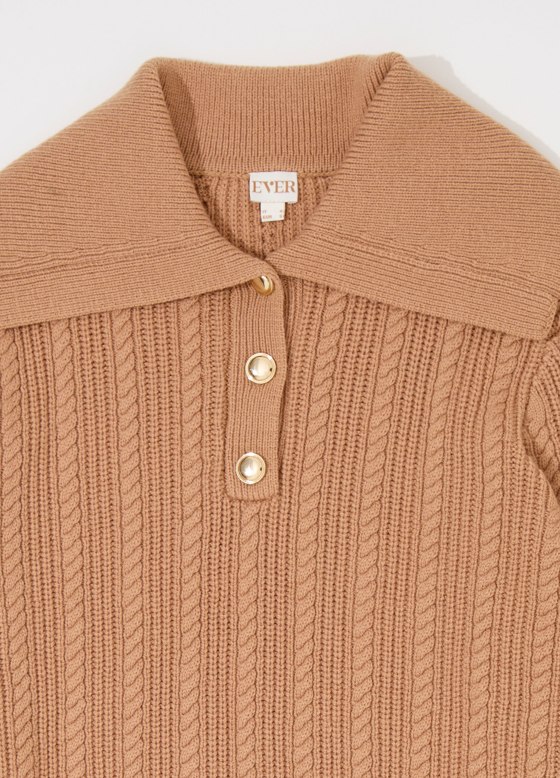 Pullover in misto lana con colletto donna_6