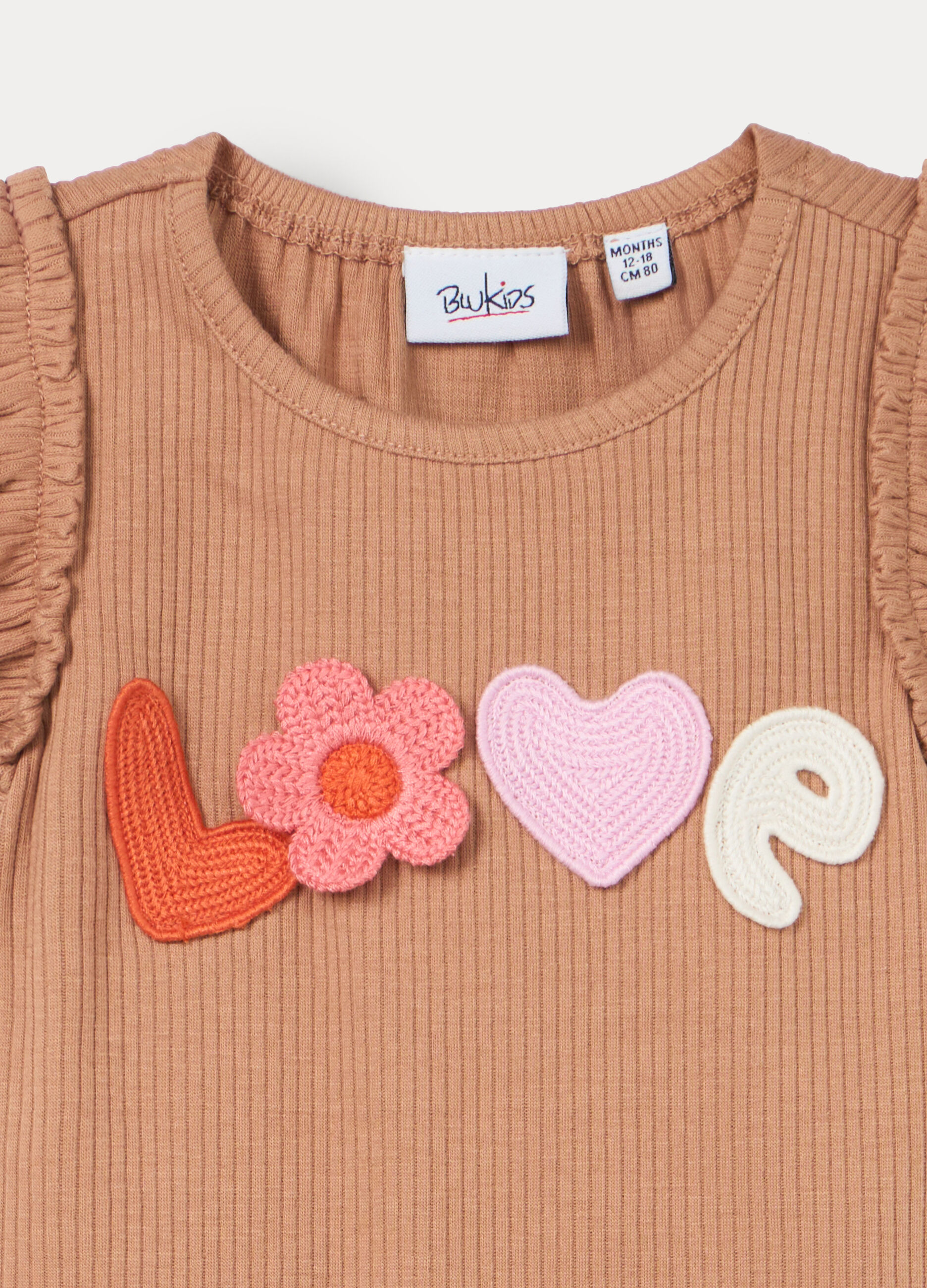 T-shirt in costina di cotone stretch bimba_2