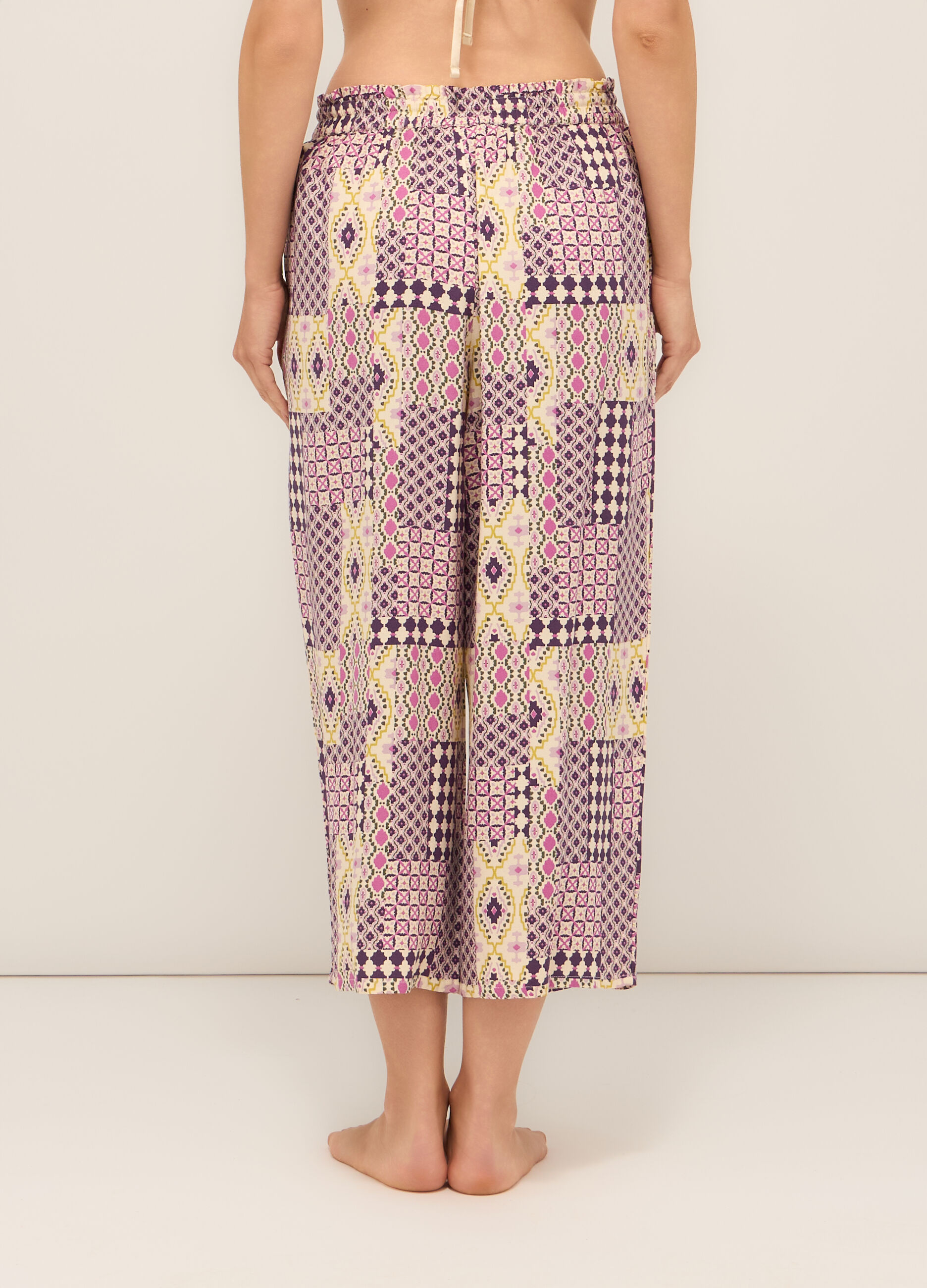 Pantaloni lunghi pigiama in pura viscosa donna_1