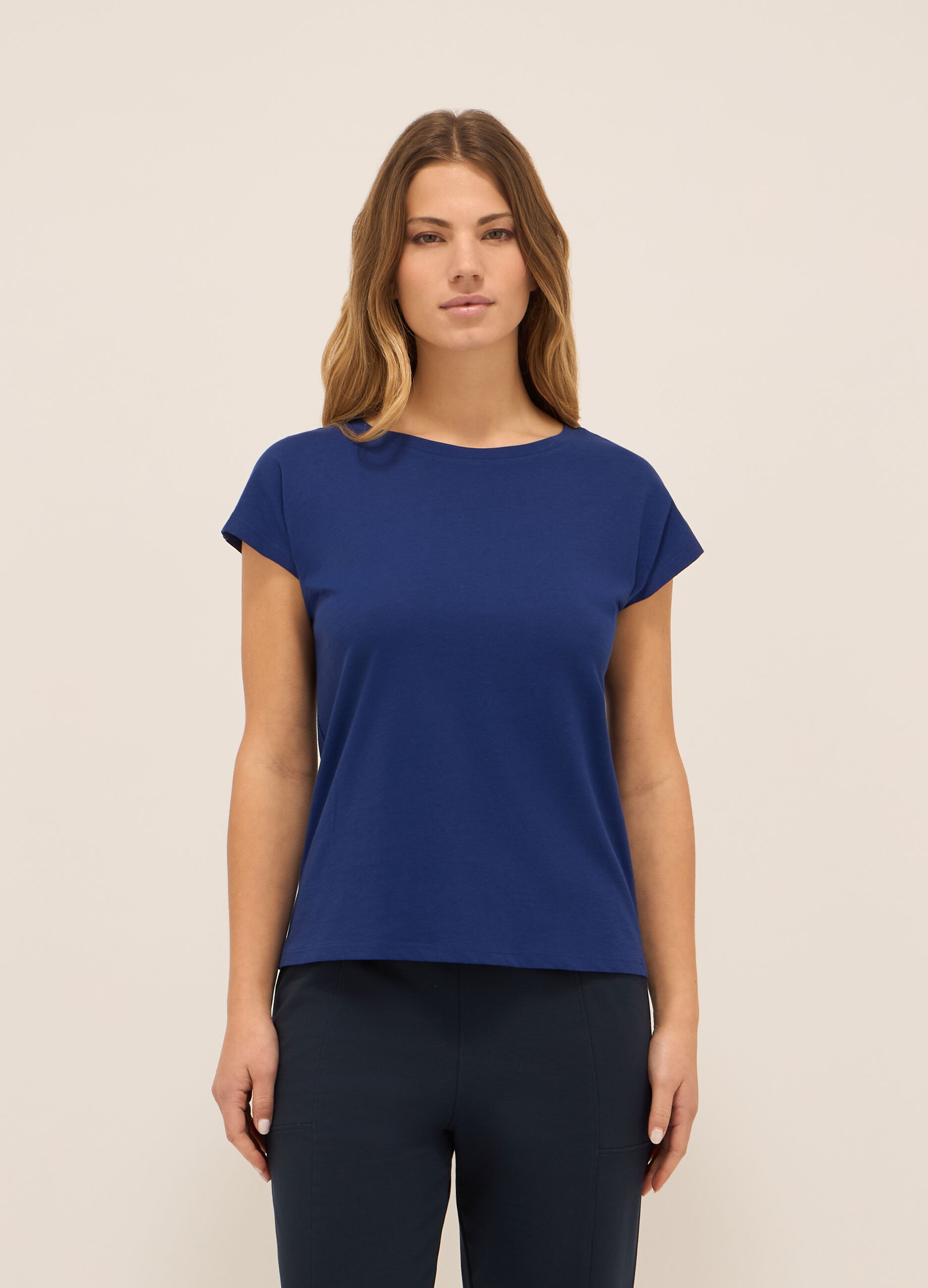 T-shirt in jersey di puro cotone donna_0