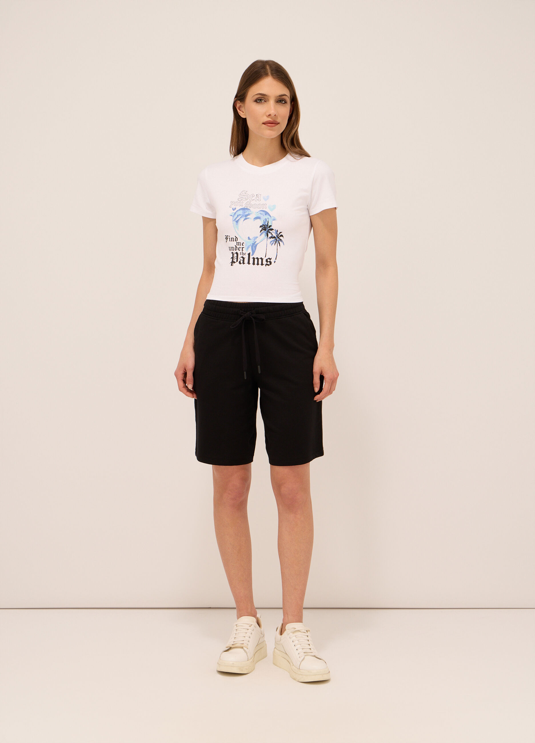 Shorts in french terry di misto cotone donna_0