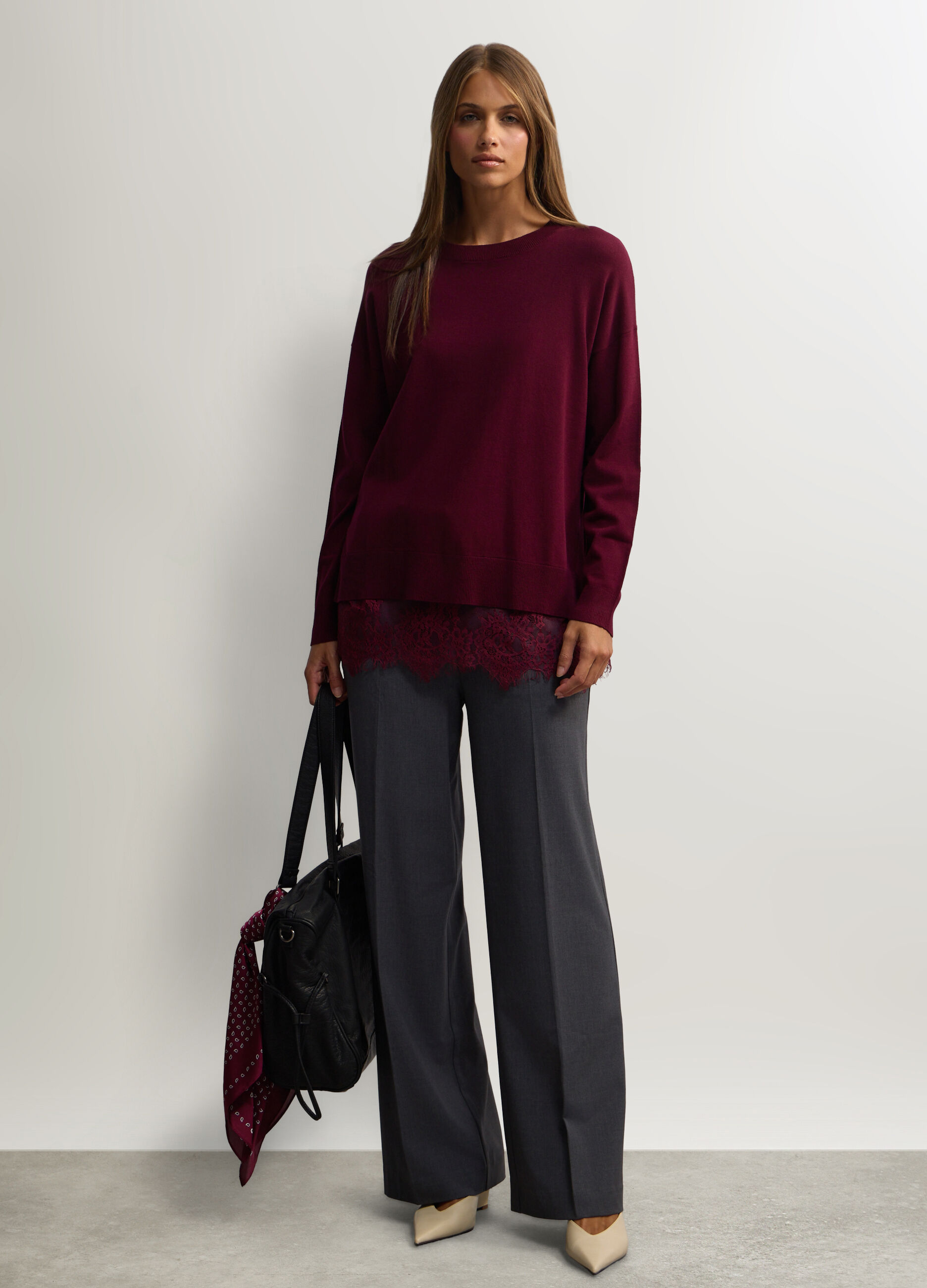 Pantaloni Straight Fit in poli-viscosa donna_0