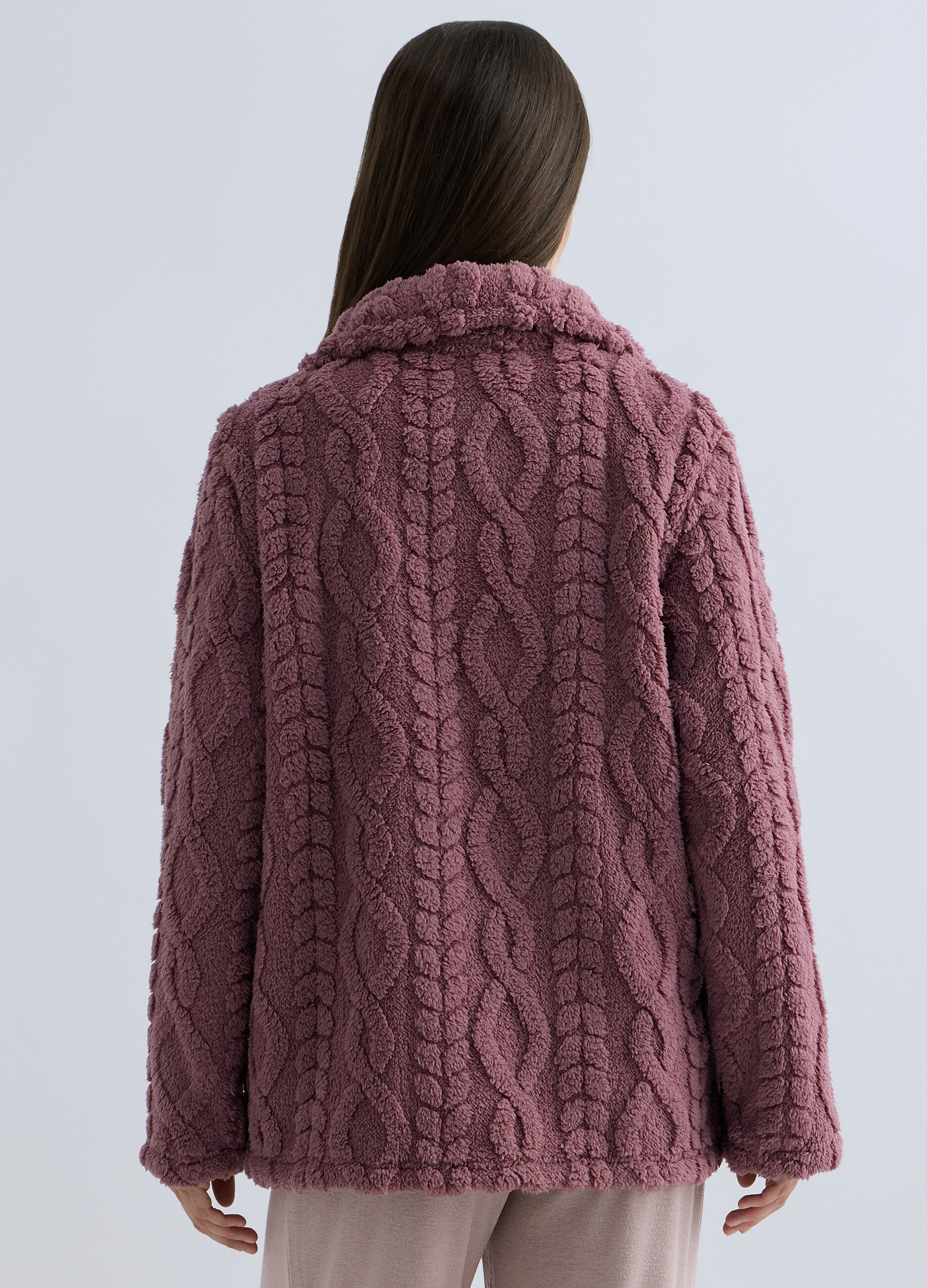 Vestaglia corta in eco fur donna_1
