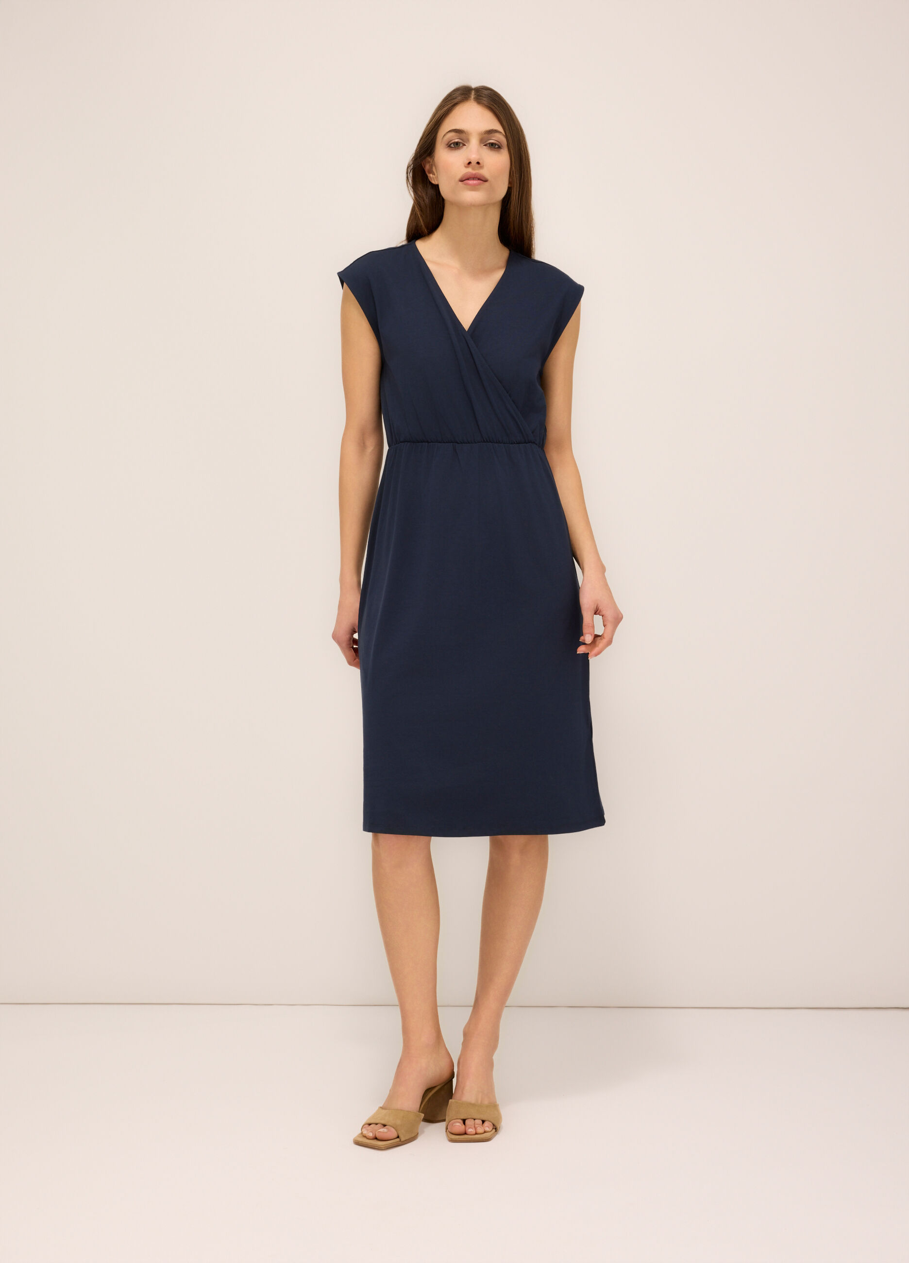 Abito smanicato in jersey di cotone stretch donna_0
