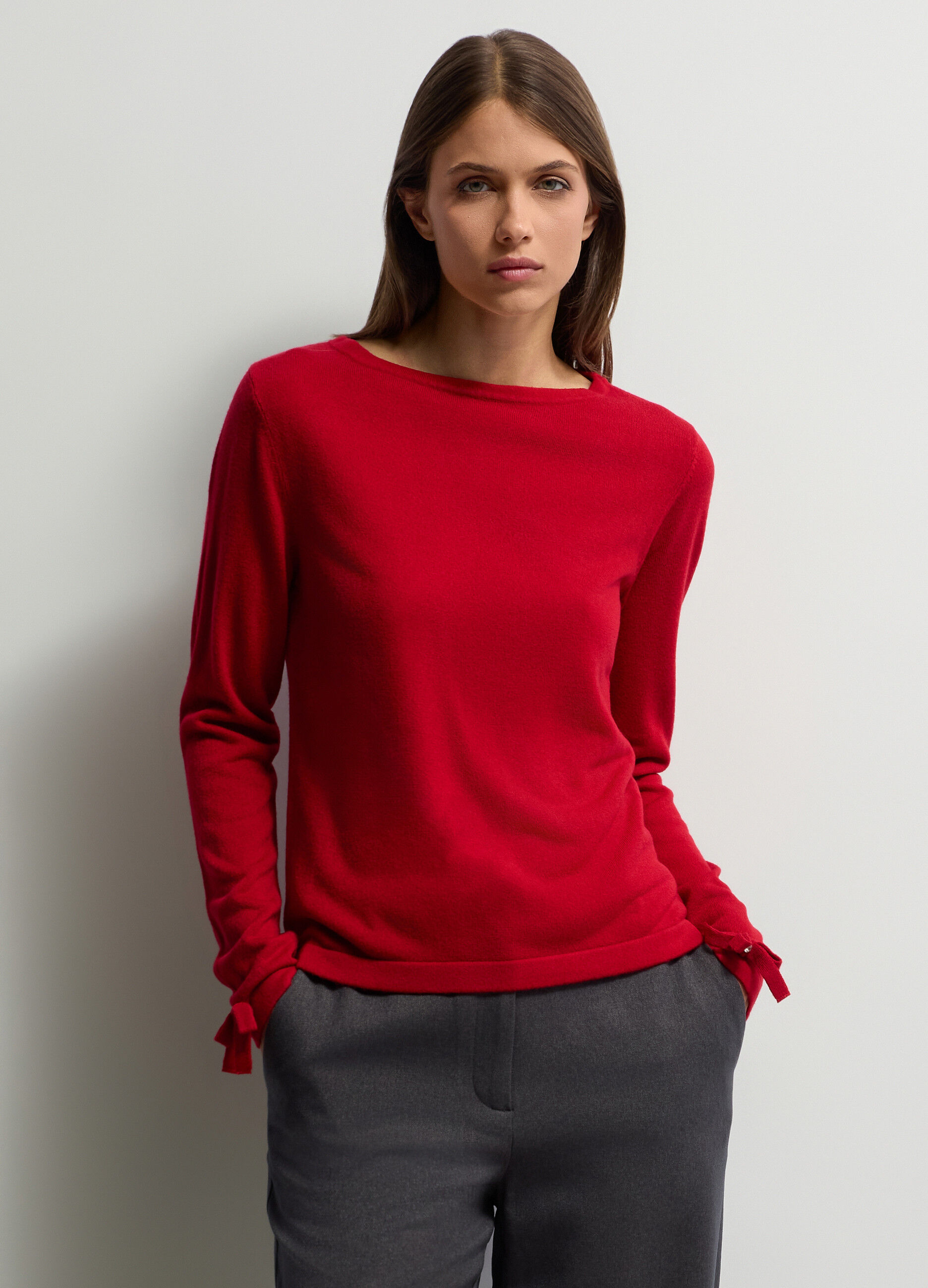 Maglia girocollo in costina donna_0