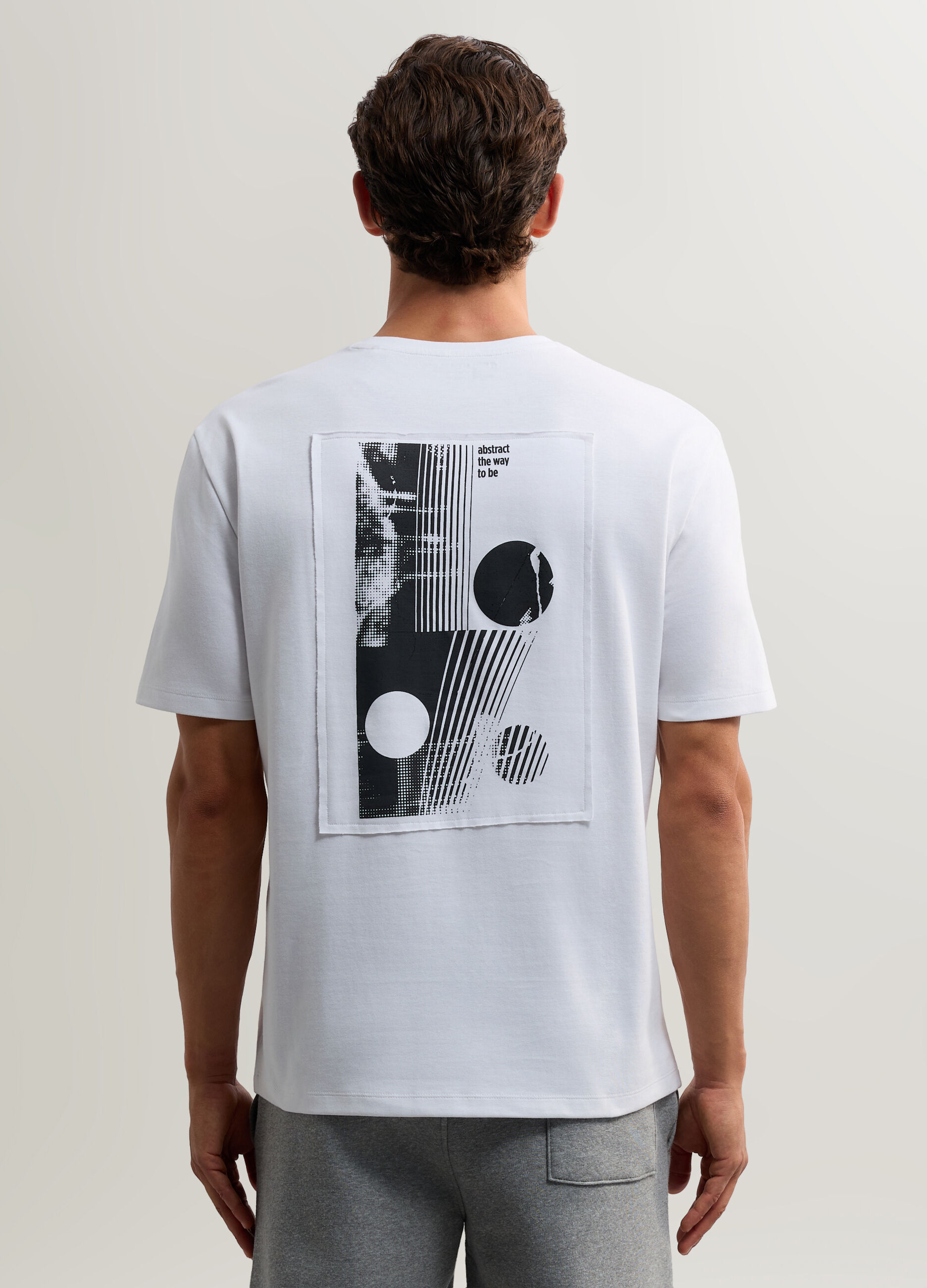 T-shirt in interlock di cotone stretch con stampa uomo_1