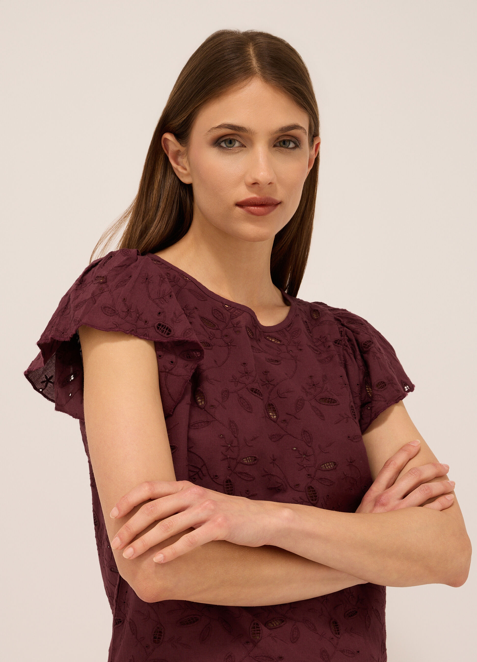 Blusa in puro cotone con ricami donna_2
