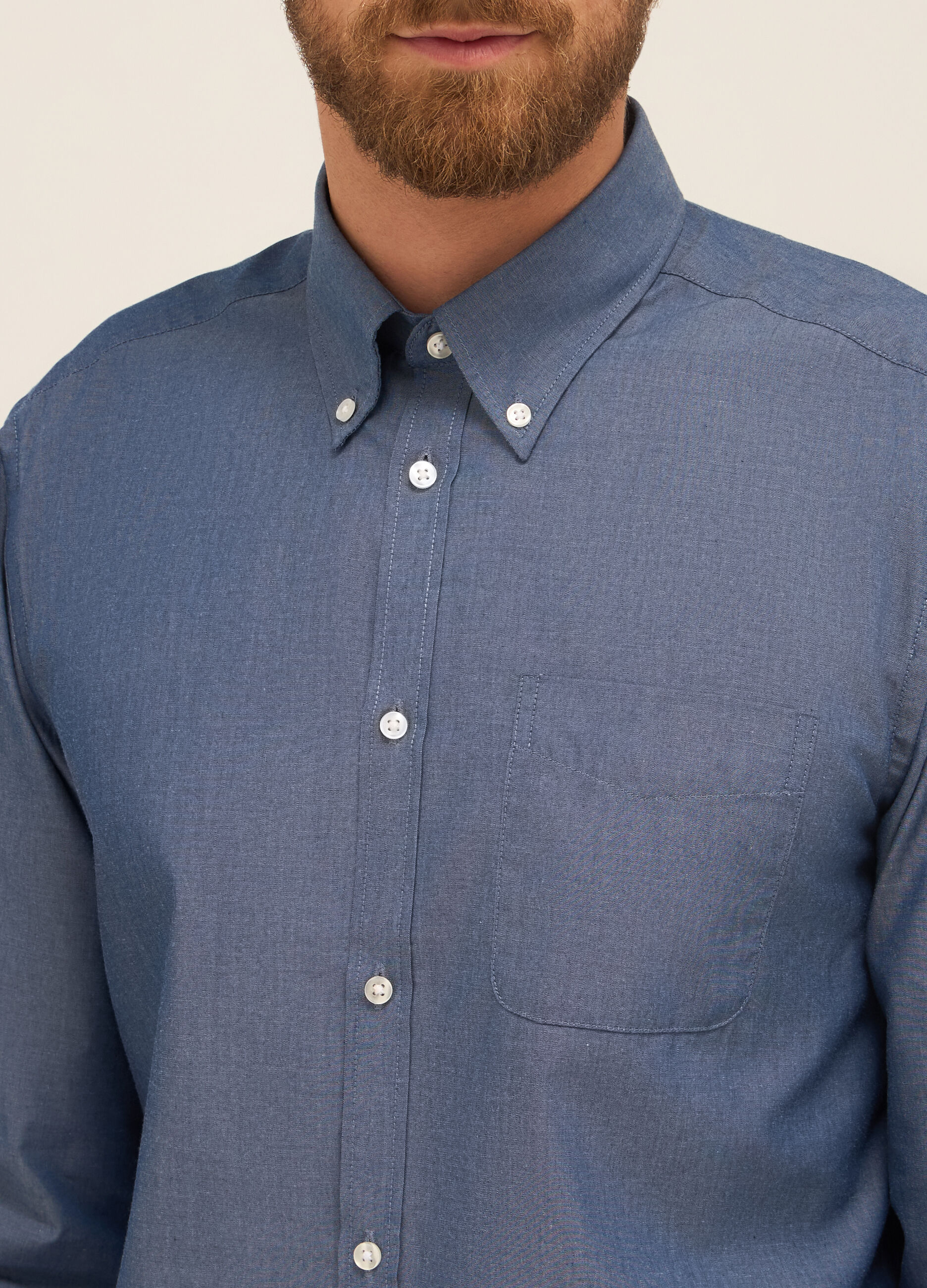 Camicia regular fit button-down in misto cotone uomo_2