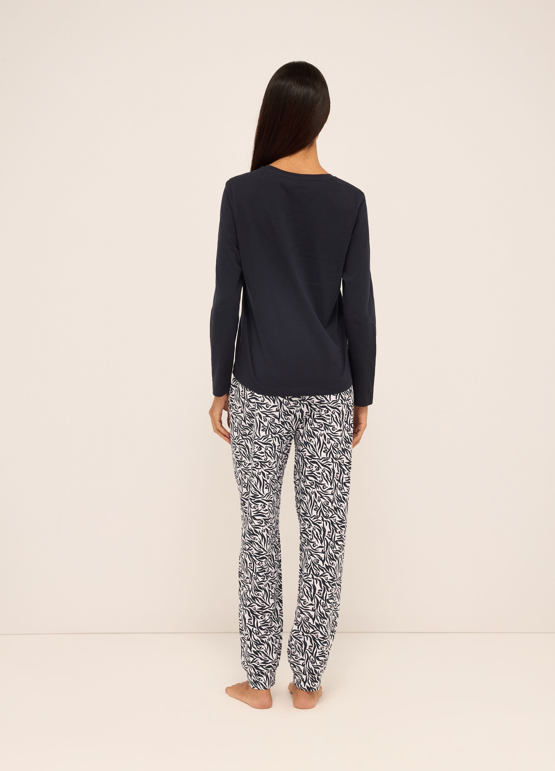Set pigiama lungo in puro cotone donna_1