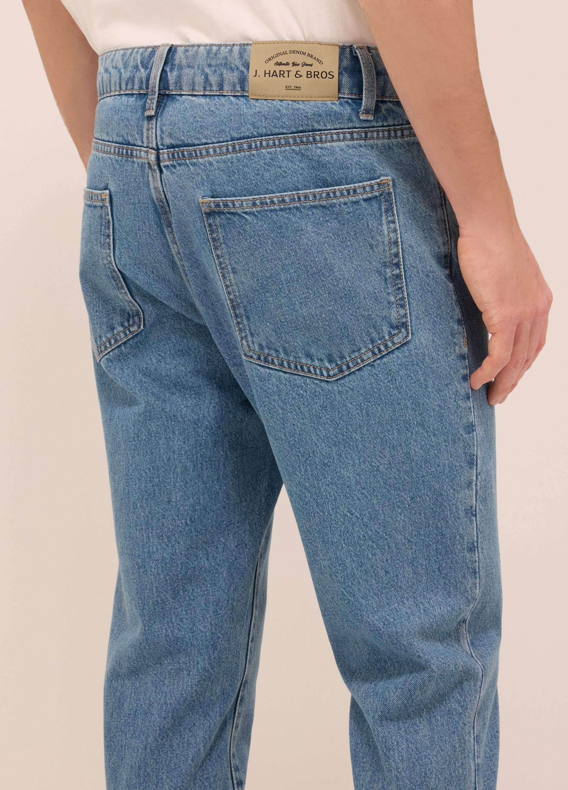 Jeans 5 tasche slim fit in denim di cotone uomo_3