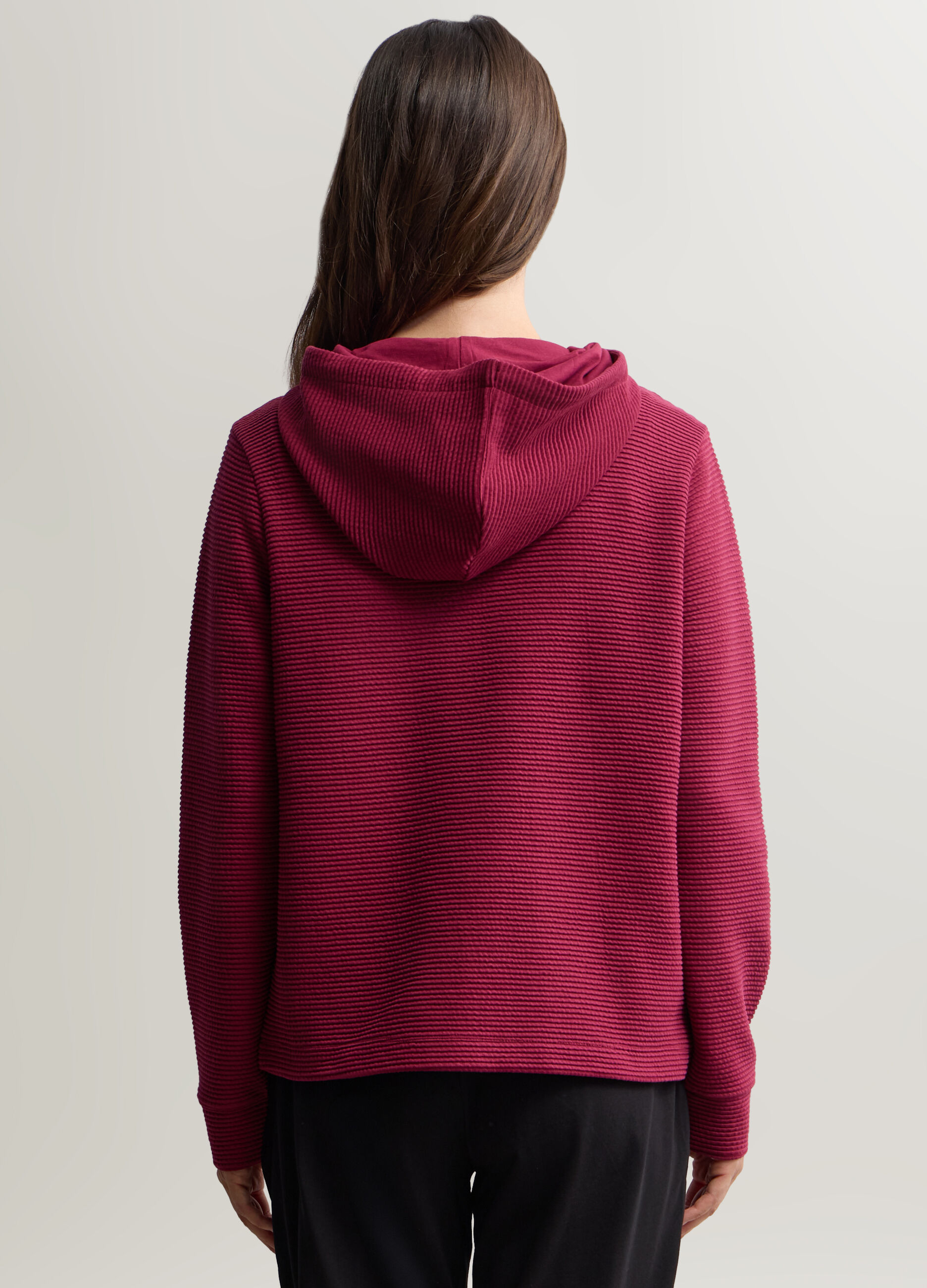 Felpa con cappuccio misto cotone ottoman donna_1