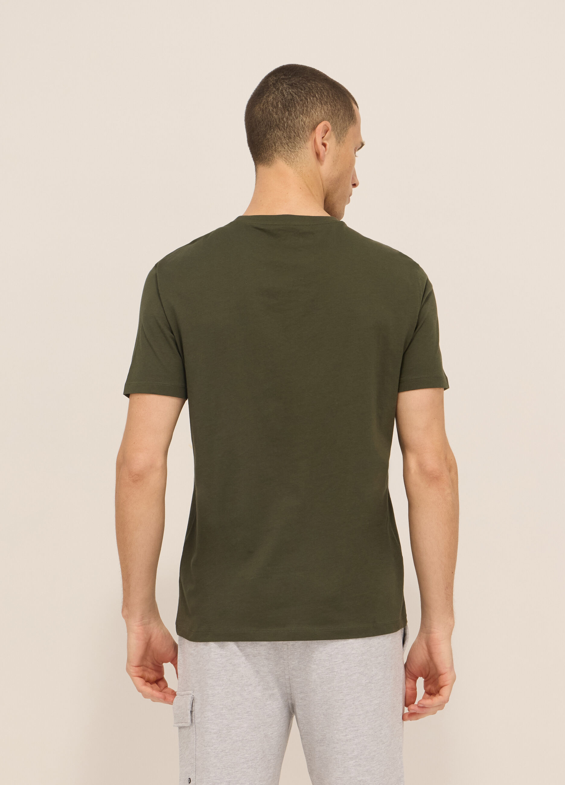 T-shirt girocollo in jersey di puro cotone uomo_1