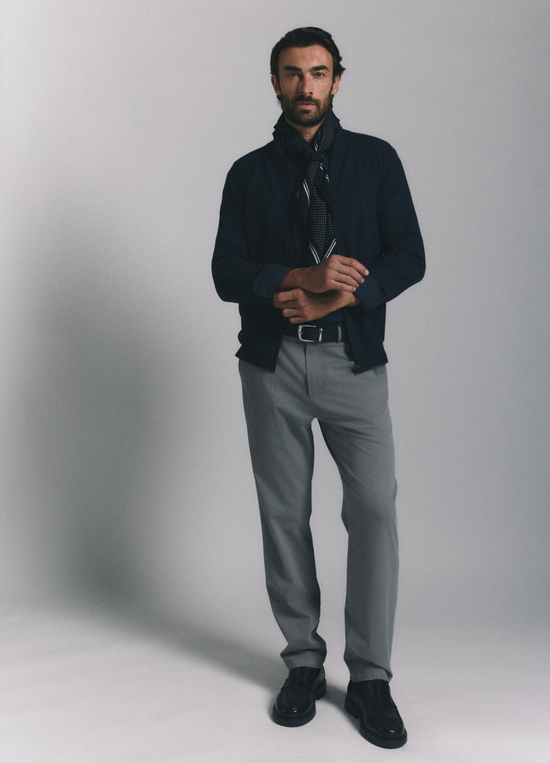 Cardigan con zip in lambswool uomo_0