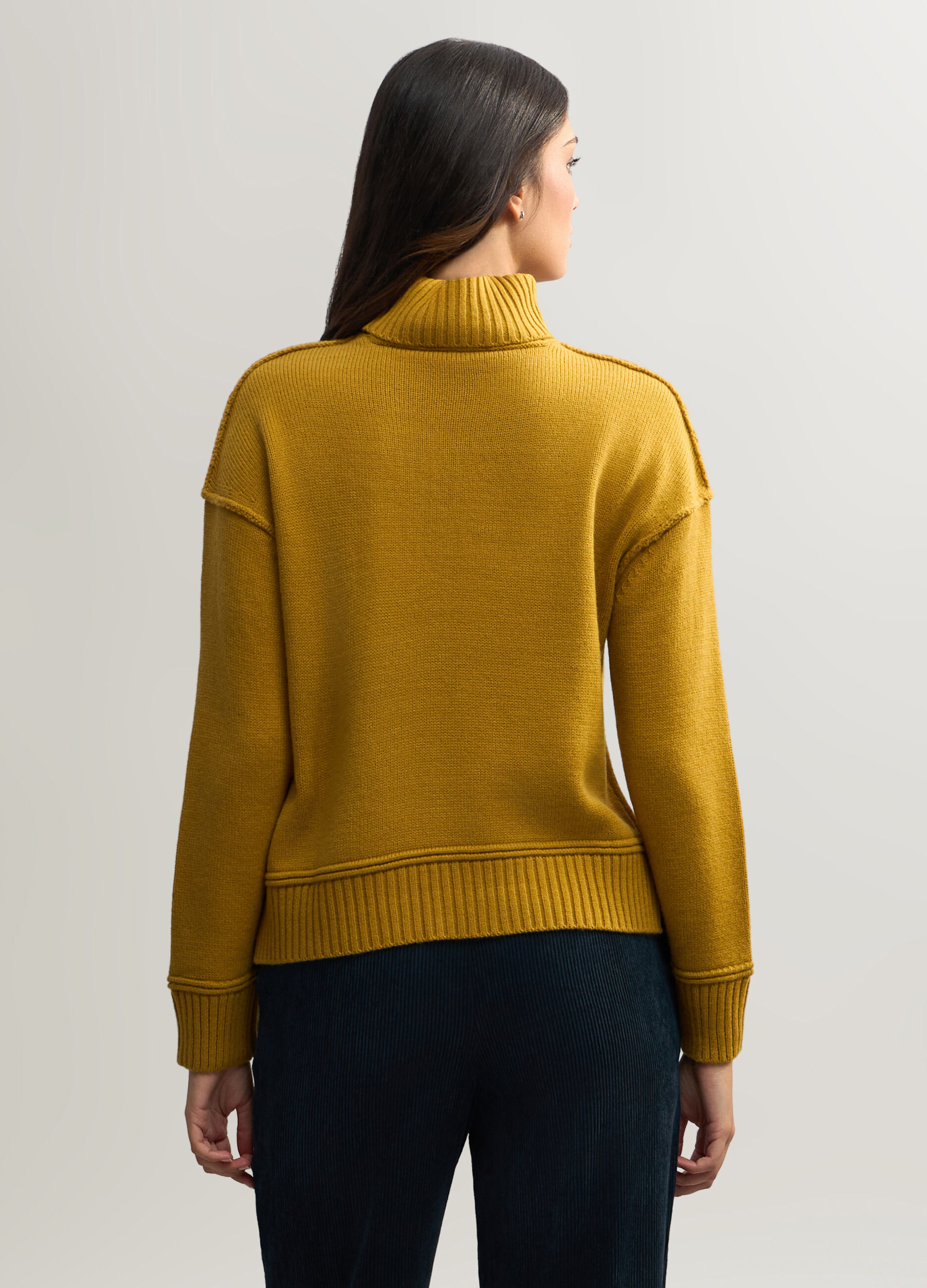 Dolcevita in maglia rasata misto lana donna_1