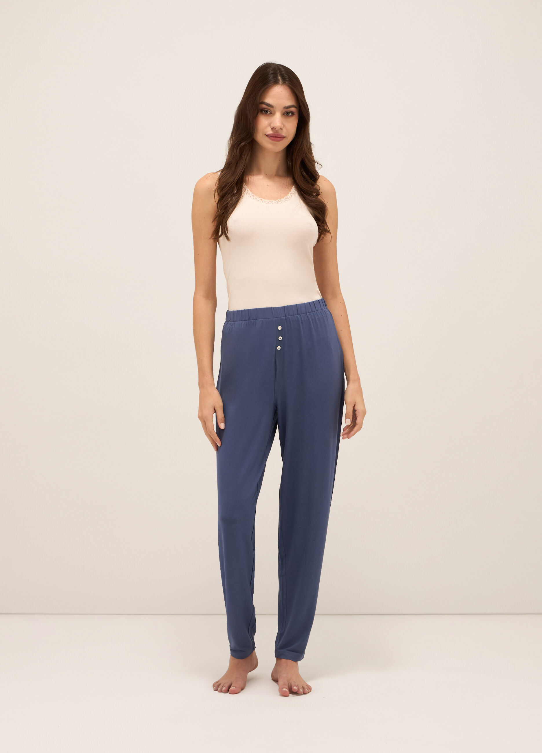 Pantaloni pigiama in jersey stretch donna_0