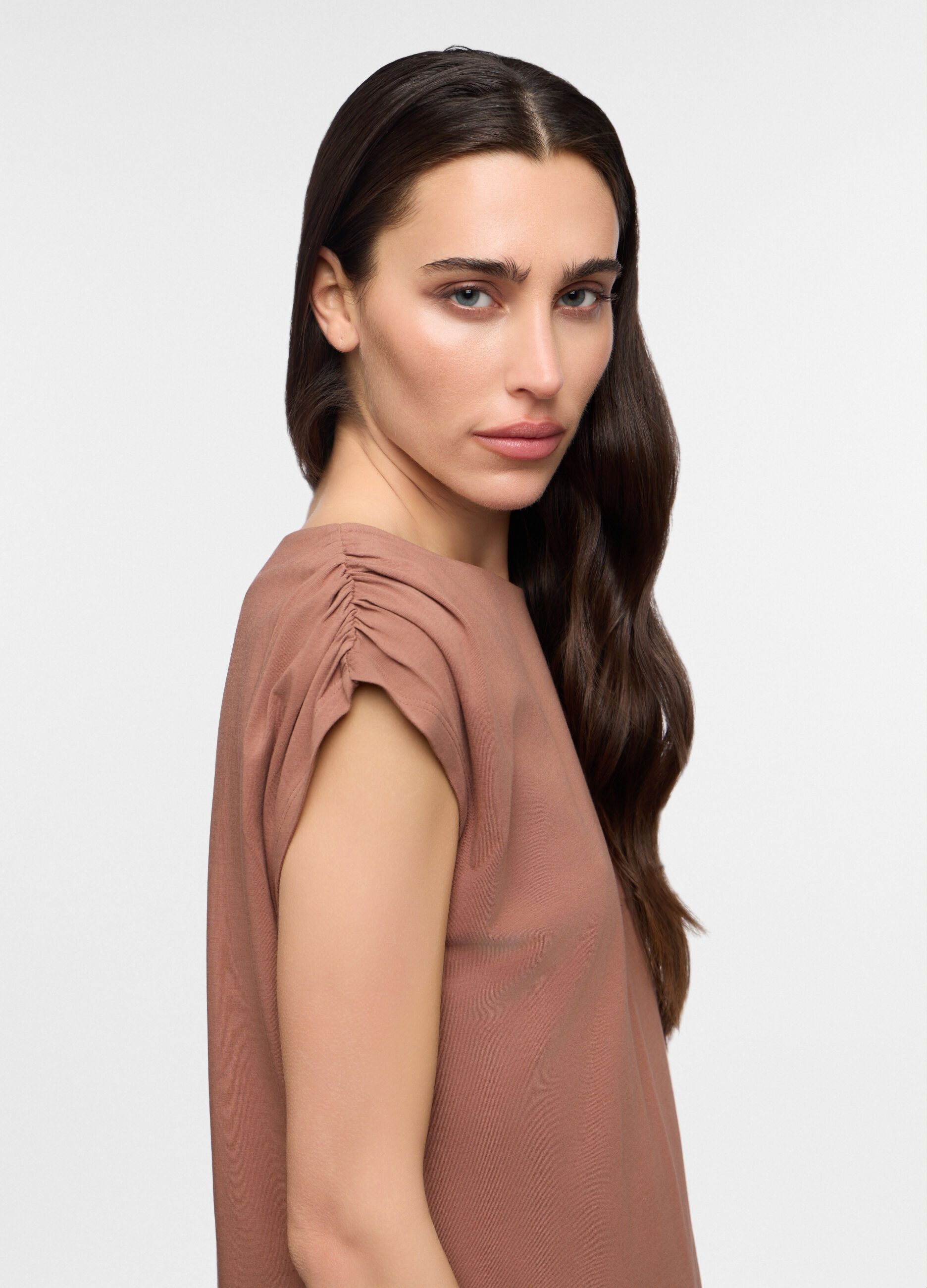 Abito smanicato in jersey di cotone stretch donna_2