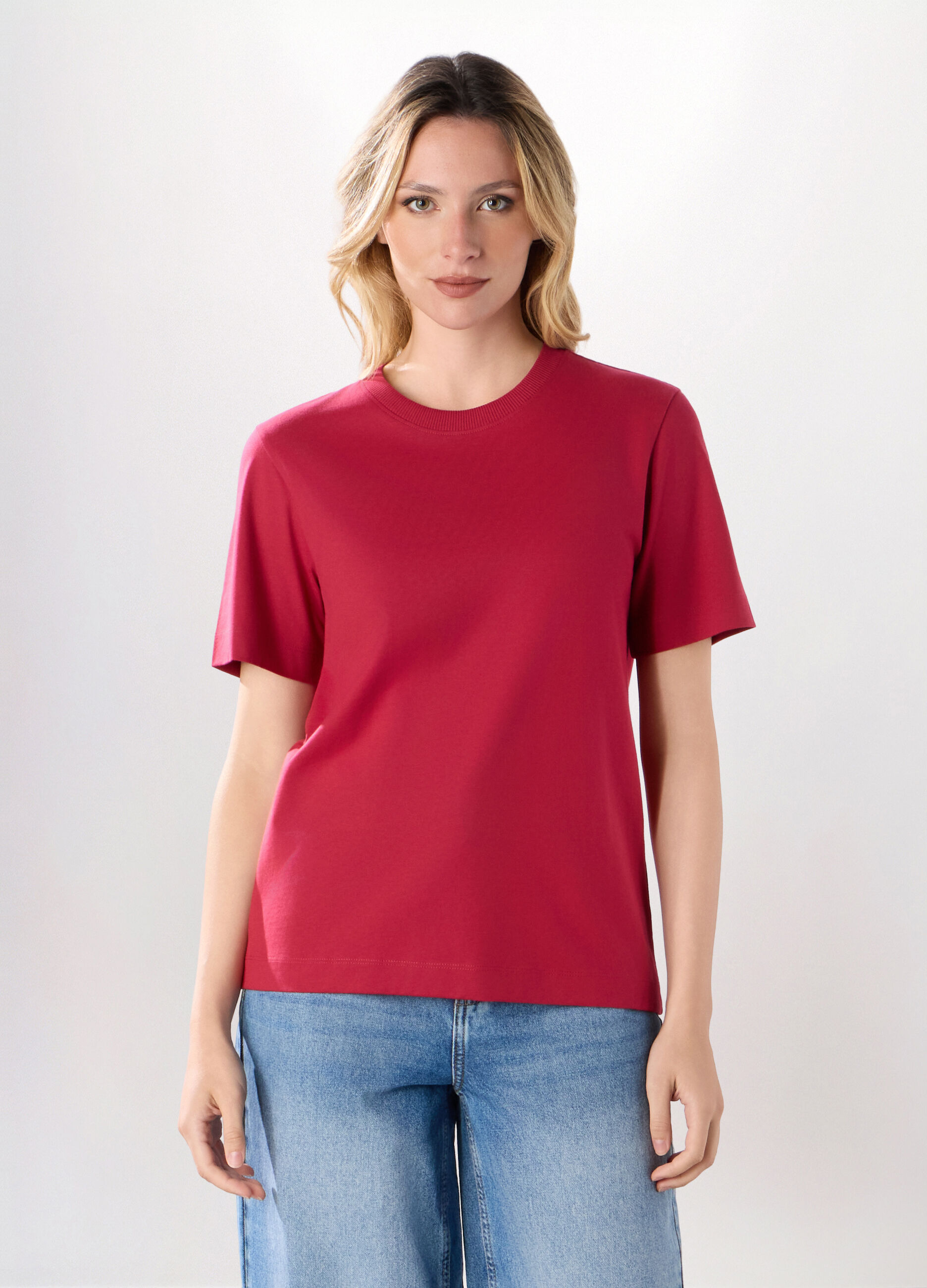 T-shirt in puro cotone a maniche corte donna_0